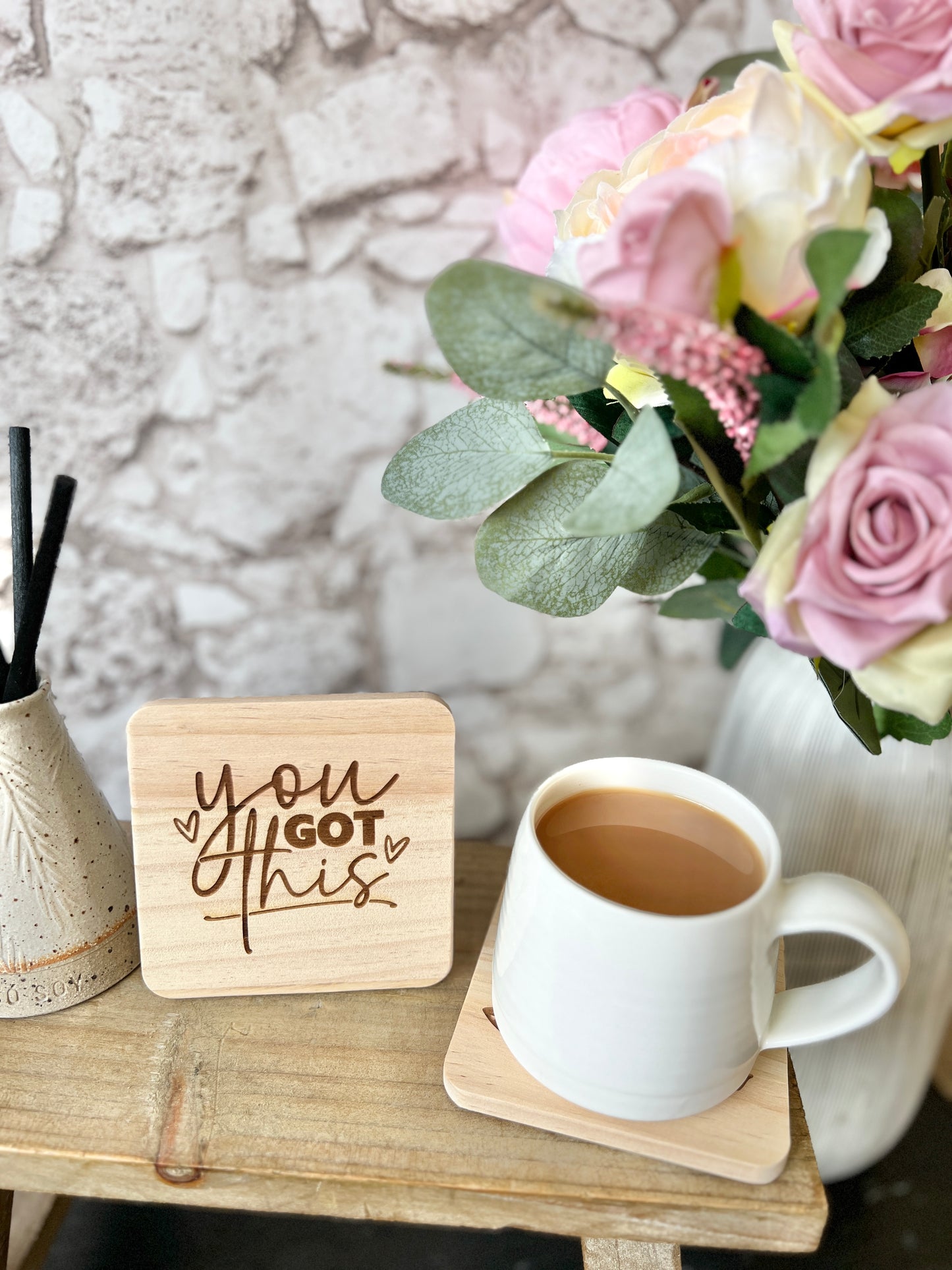 You got this wooden engraved coaster