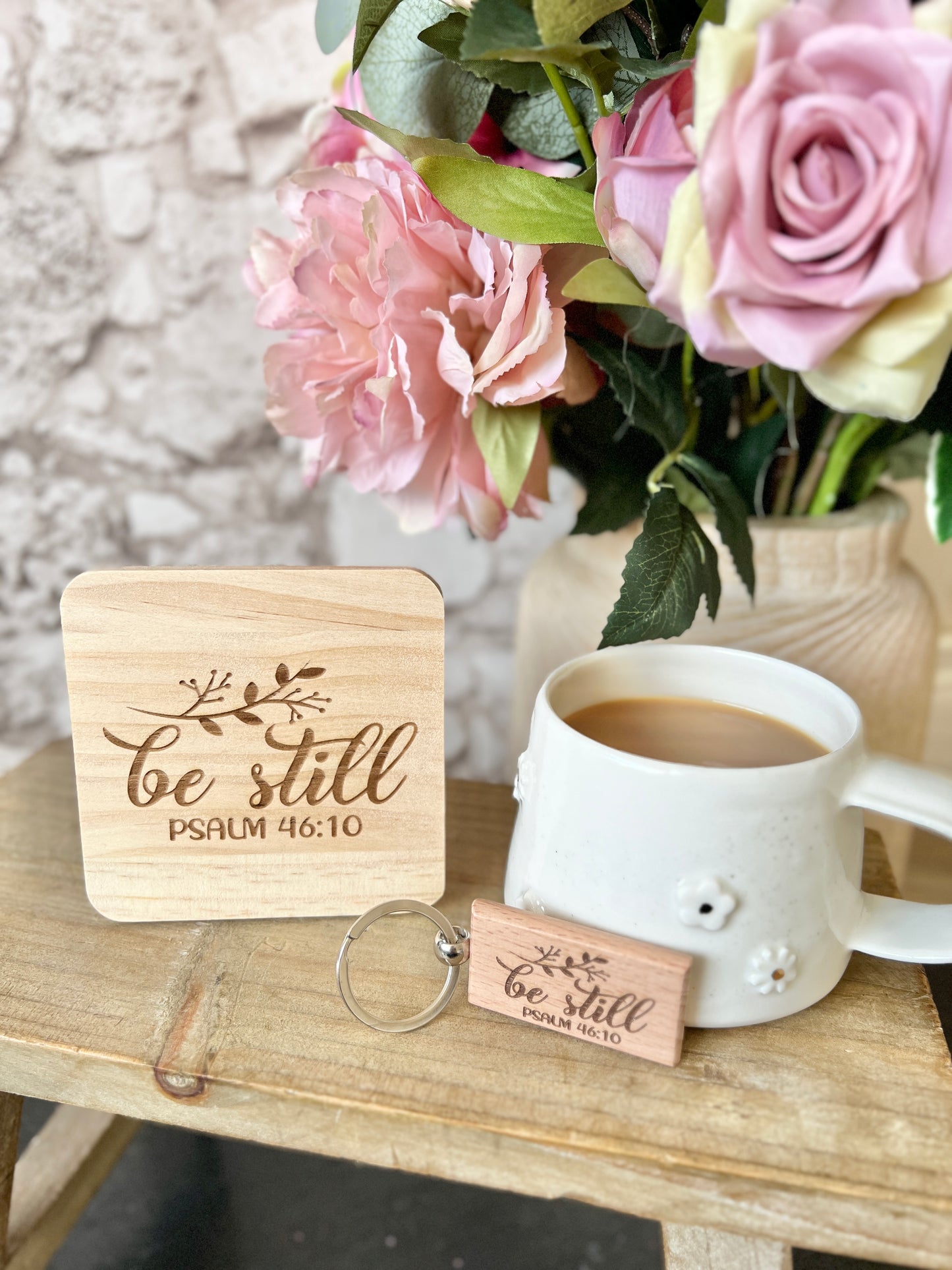 Be still engraved keyring