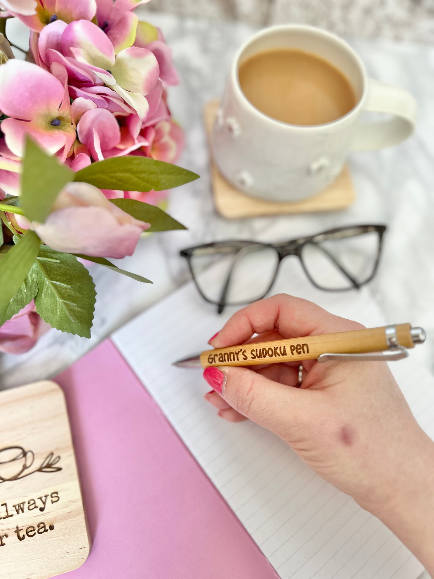 Granny’s sudoku pen (engraved bamboo pen)