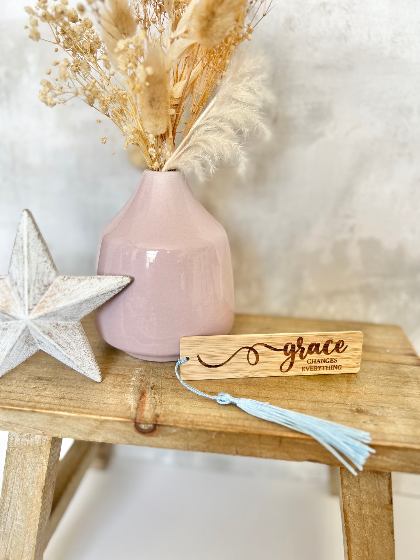 Grace changes everything wooden engraved bookmark