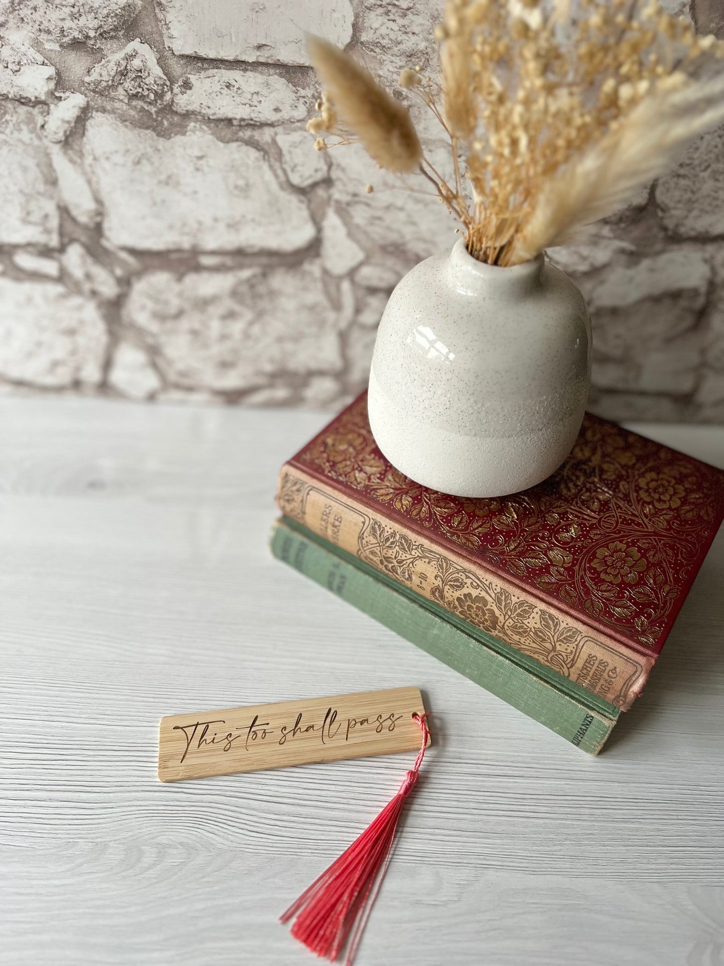 This too shall pass wooden engraved bookmark