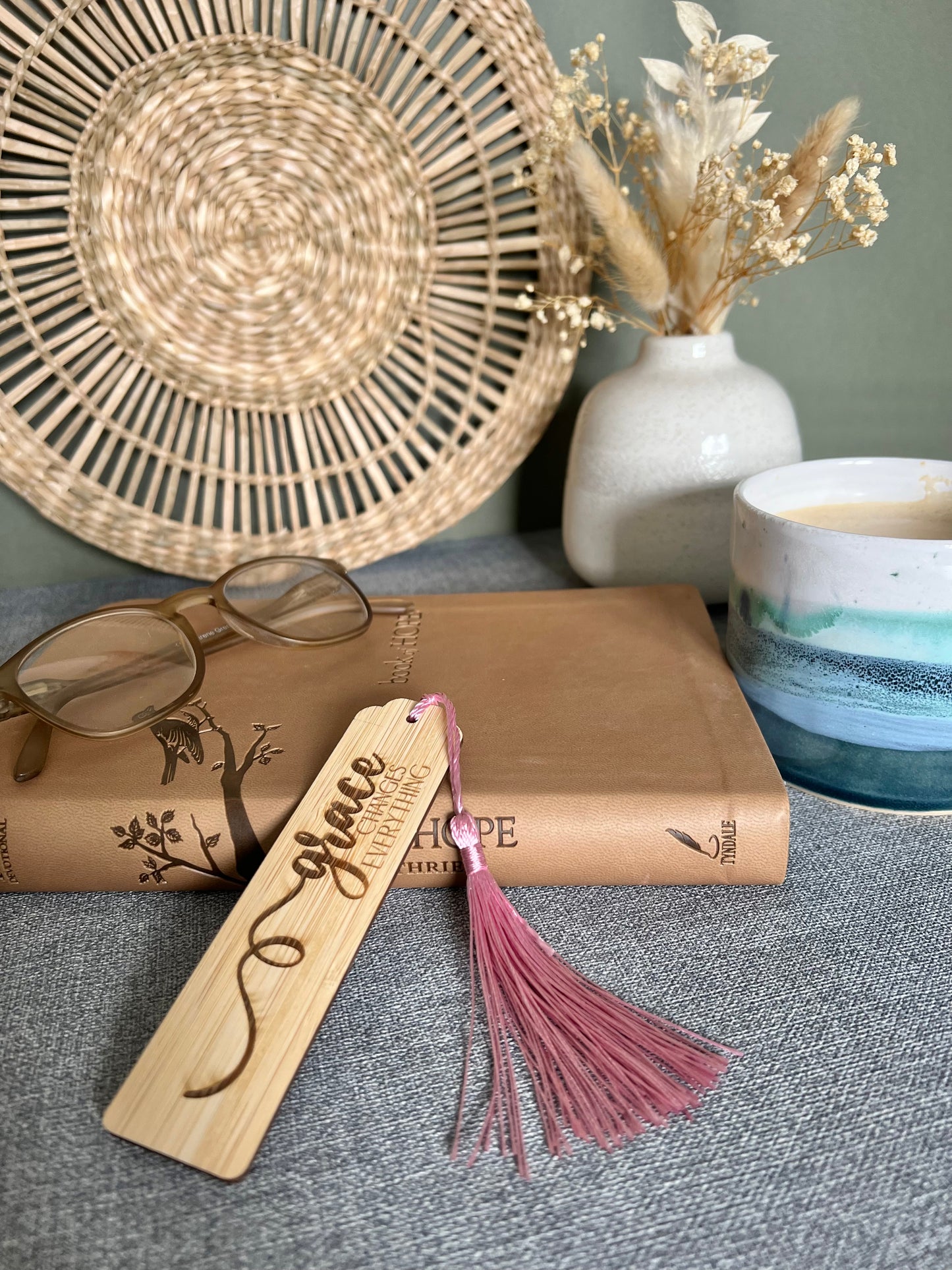 Grace changes everything wooden engraved bookmark