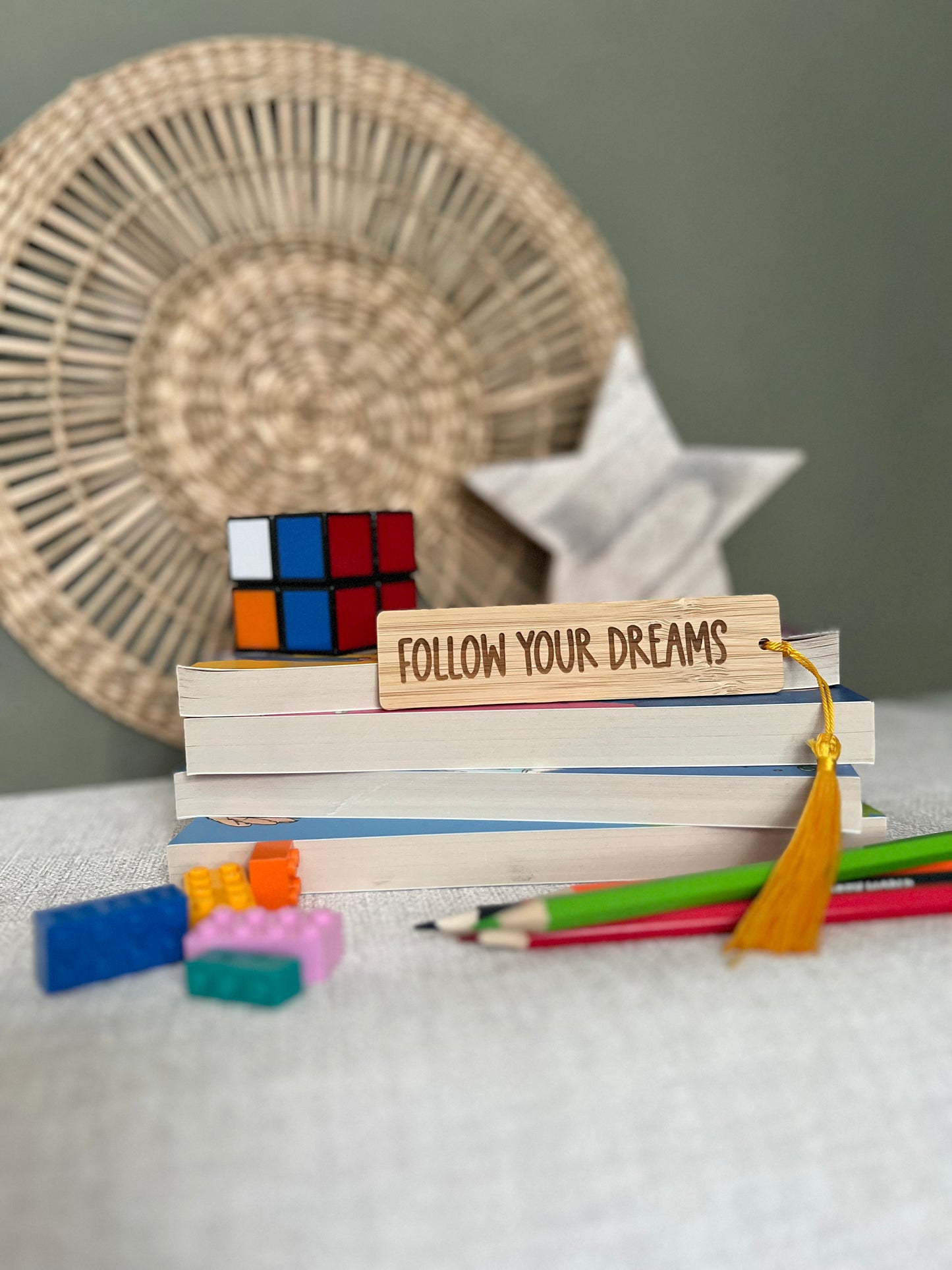 Follow your dreams wooden bookmark