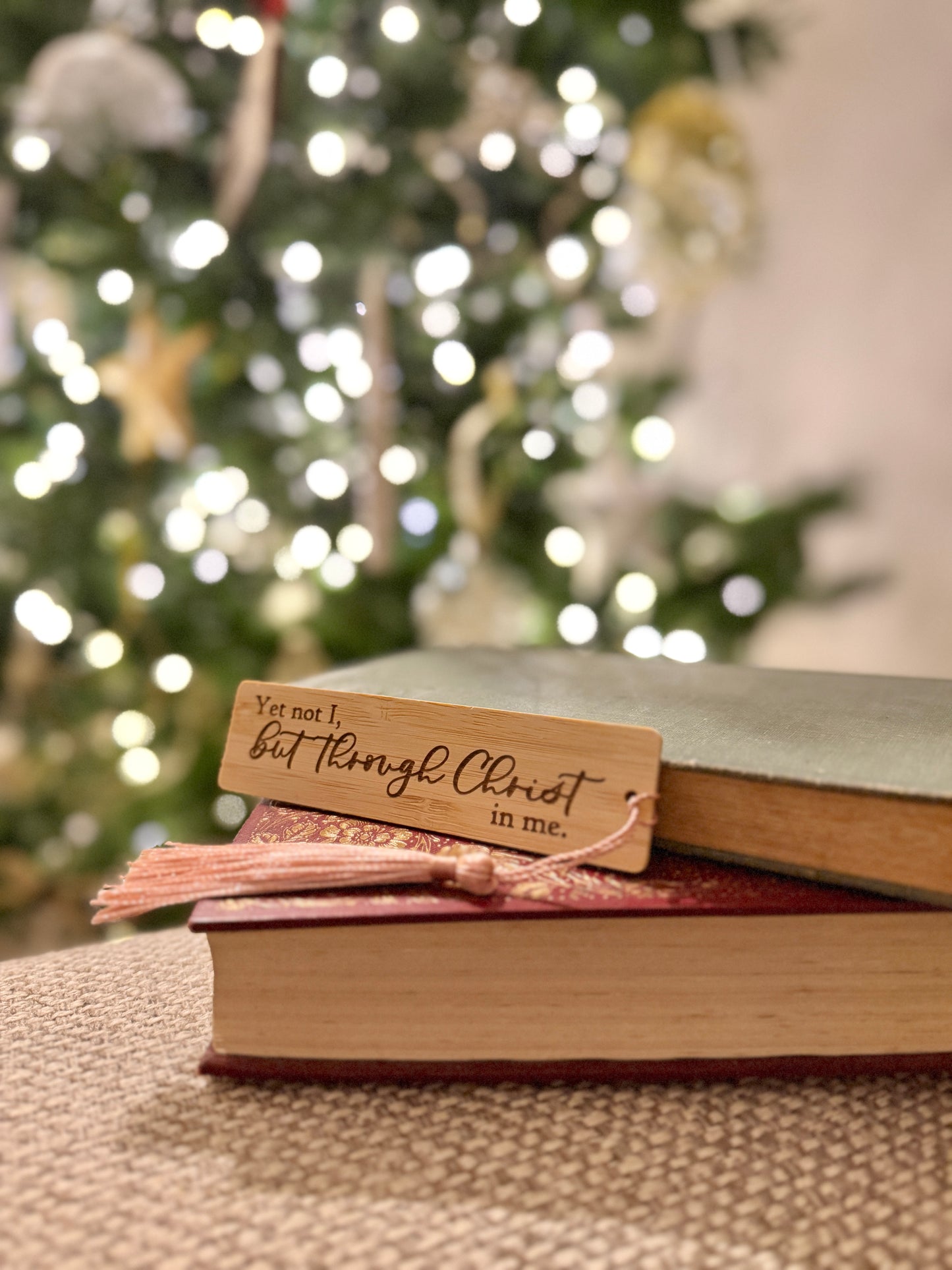 Yet not I wooden engraved bookmark