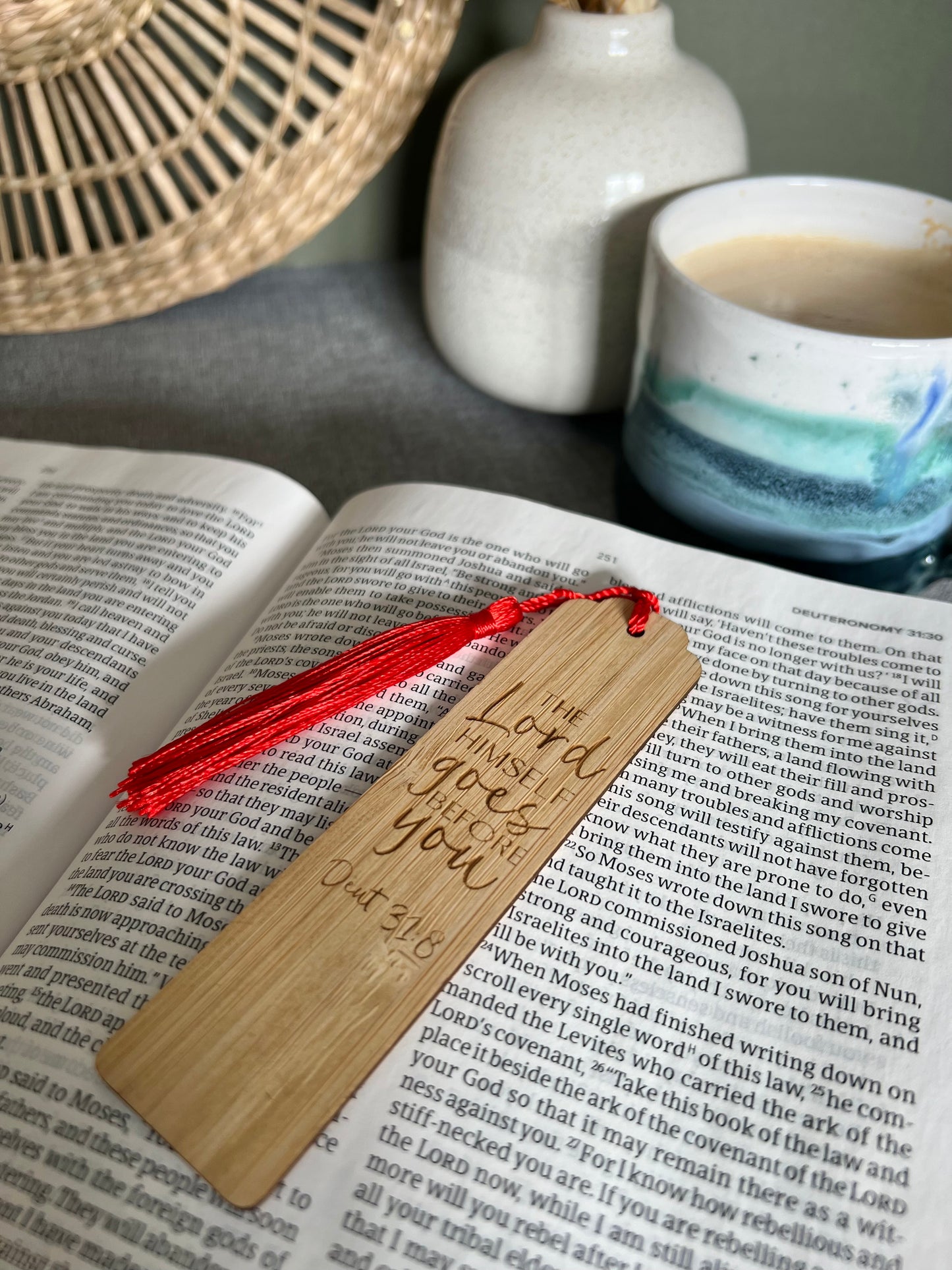 Lord goes before you wooden engraved bookmark
