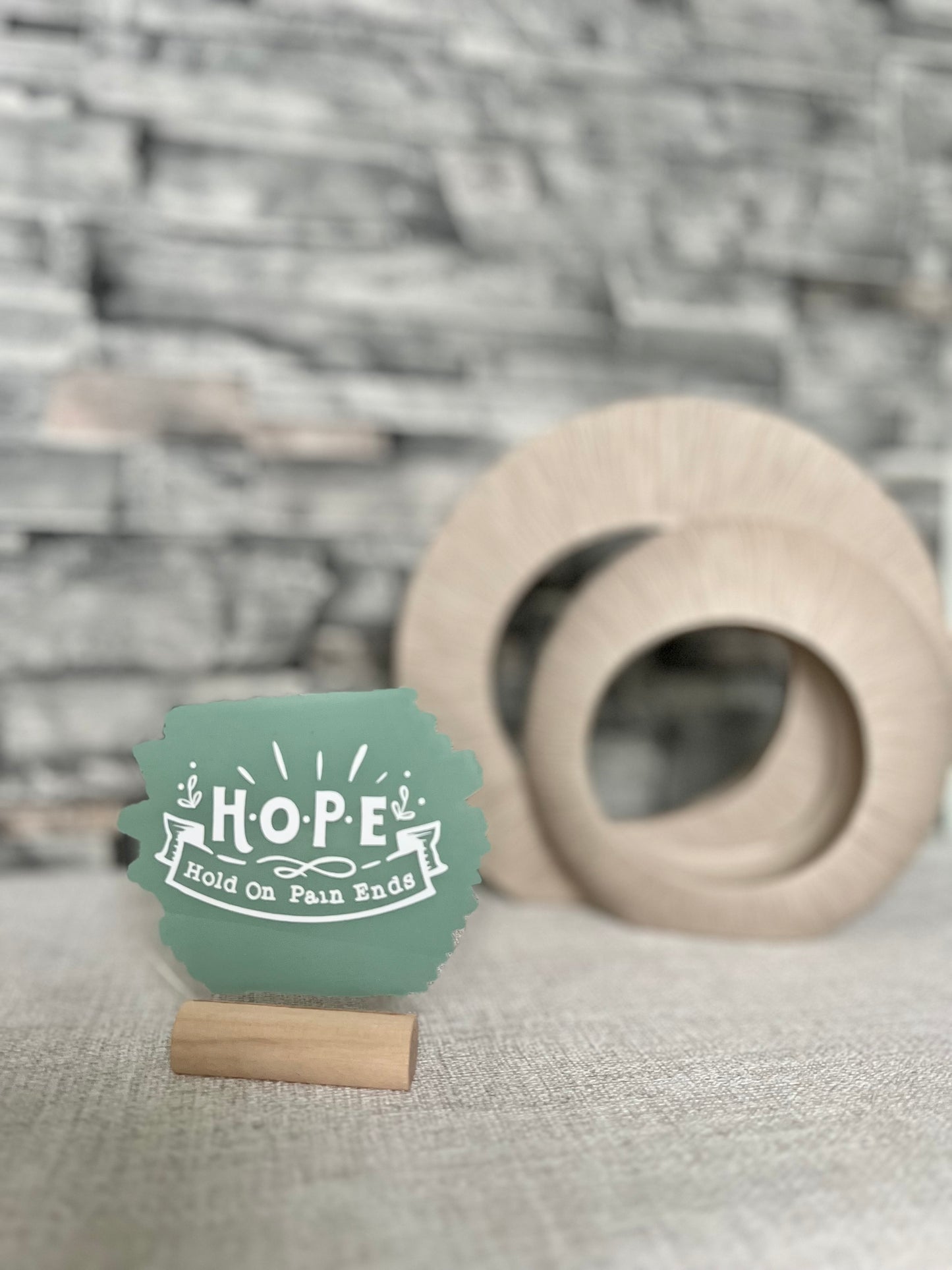 HOPE (hold on pain ends) acrylic plaque