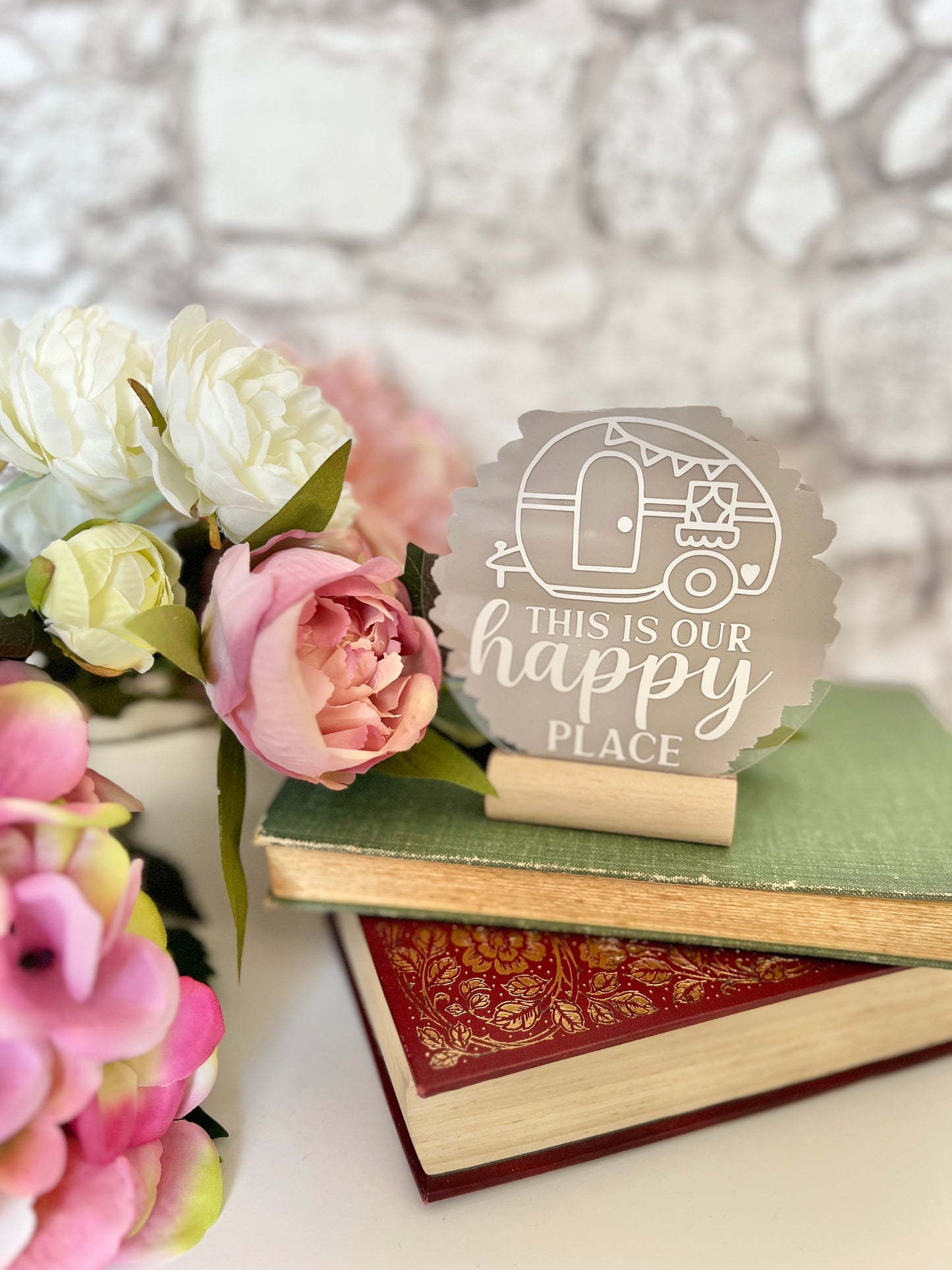 Caravan happy place acrylic plaque