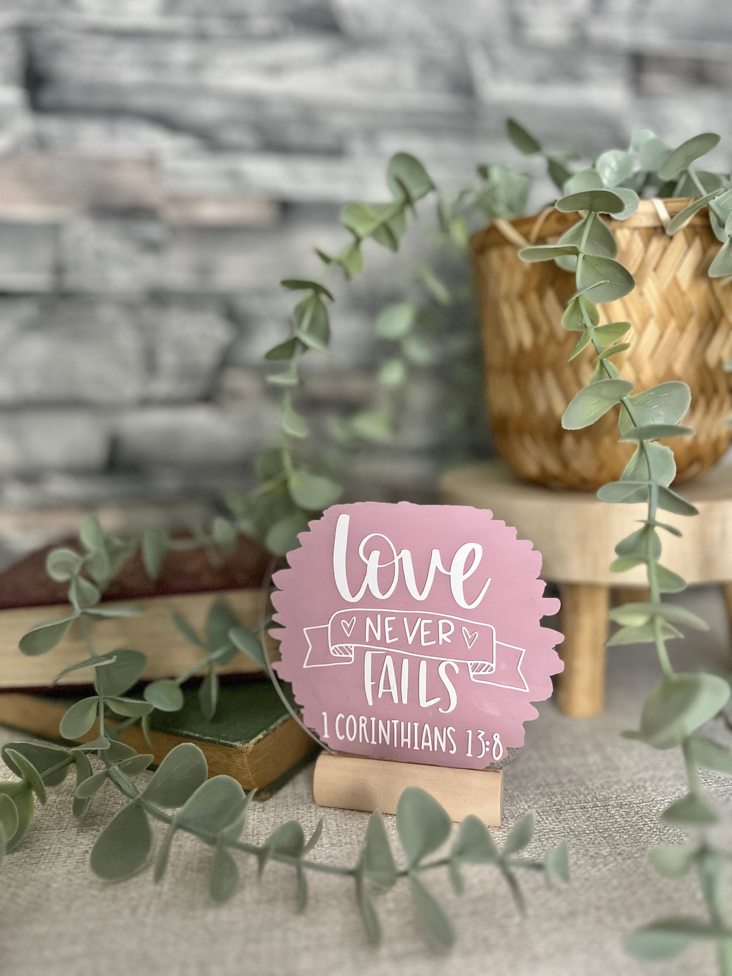 Love never fails acrylic plaque