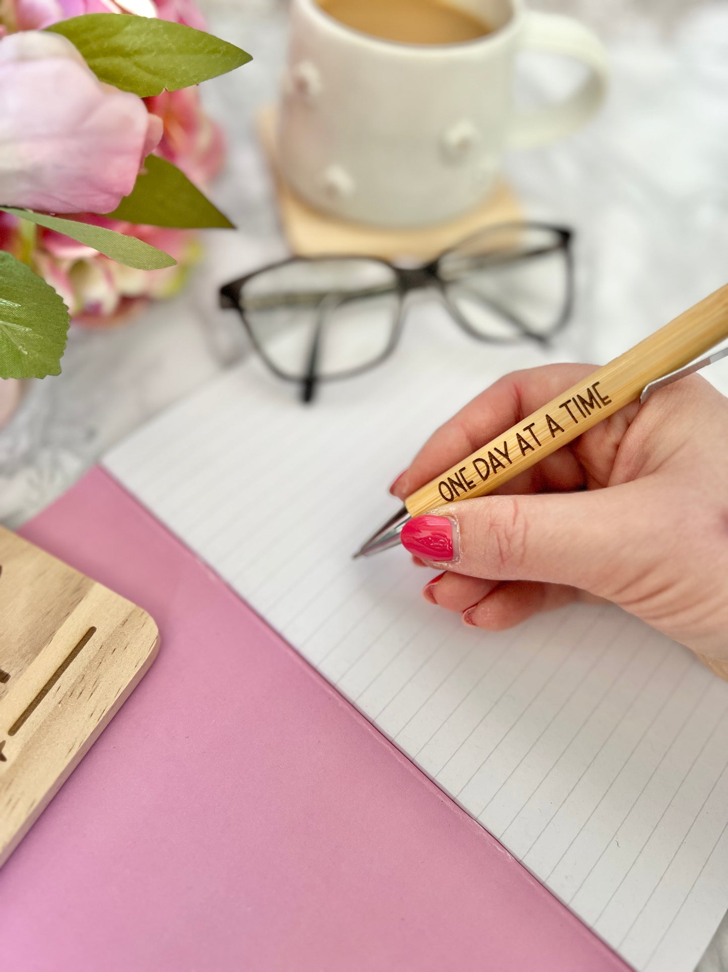 One day at a time engraved pen