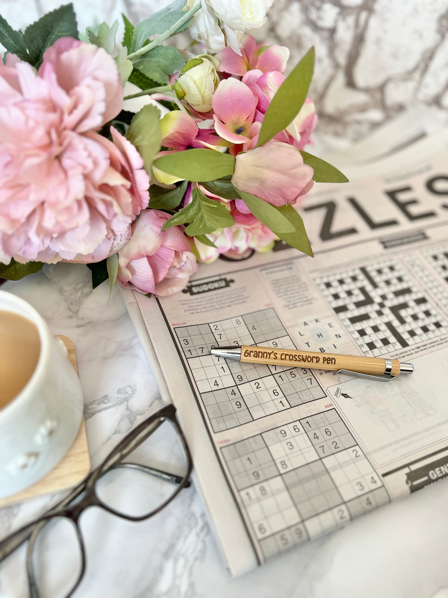 Granny’s crossword pen (engraved bamboo pen)