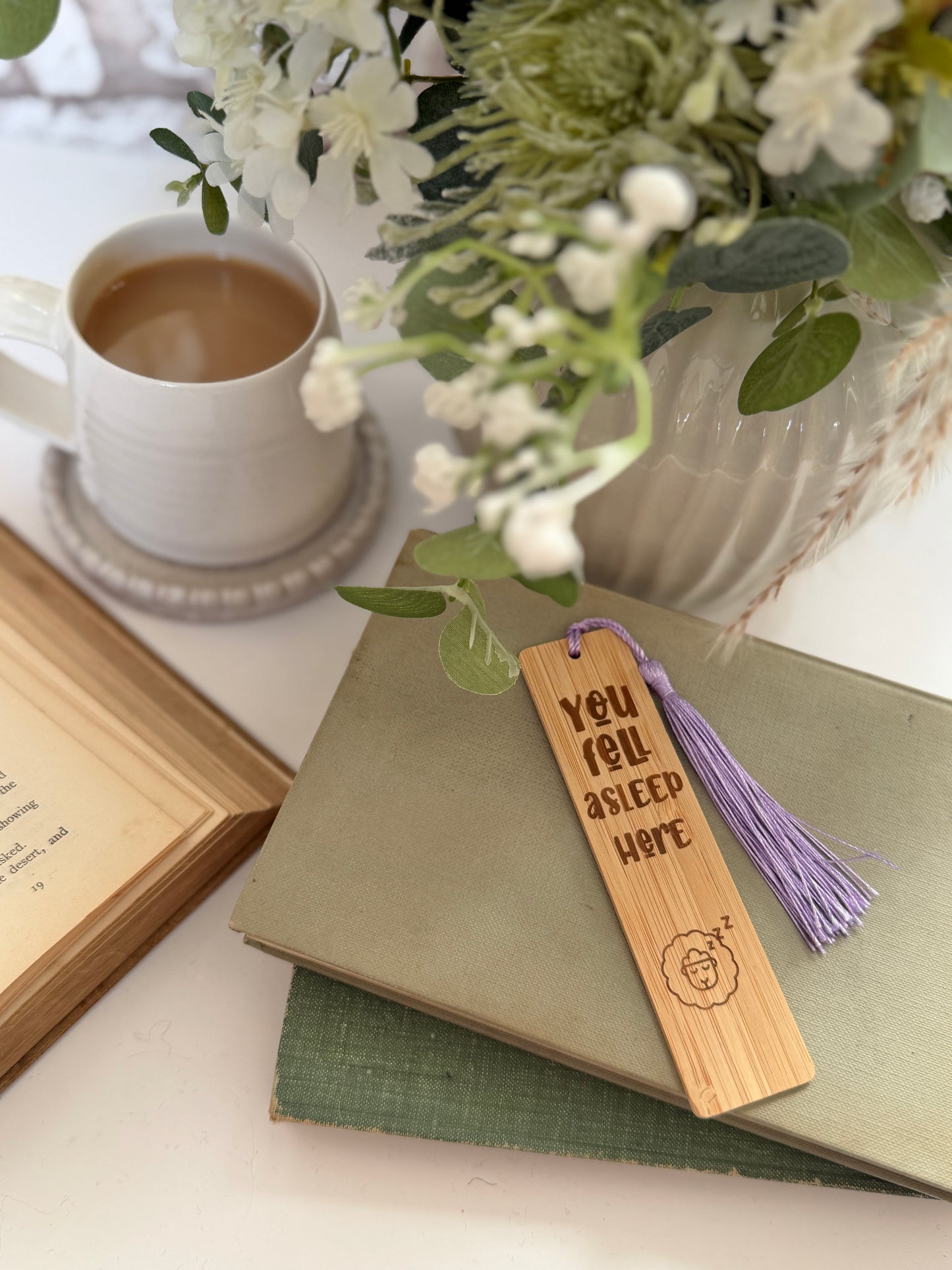 You fell asleep here wooden engraved bookmark