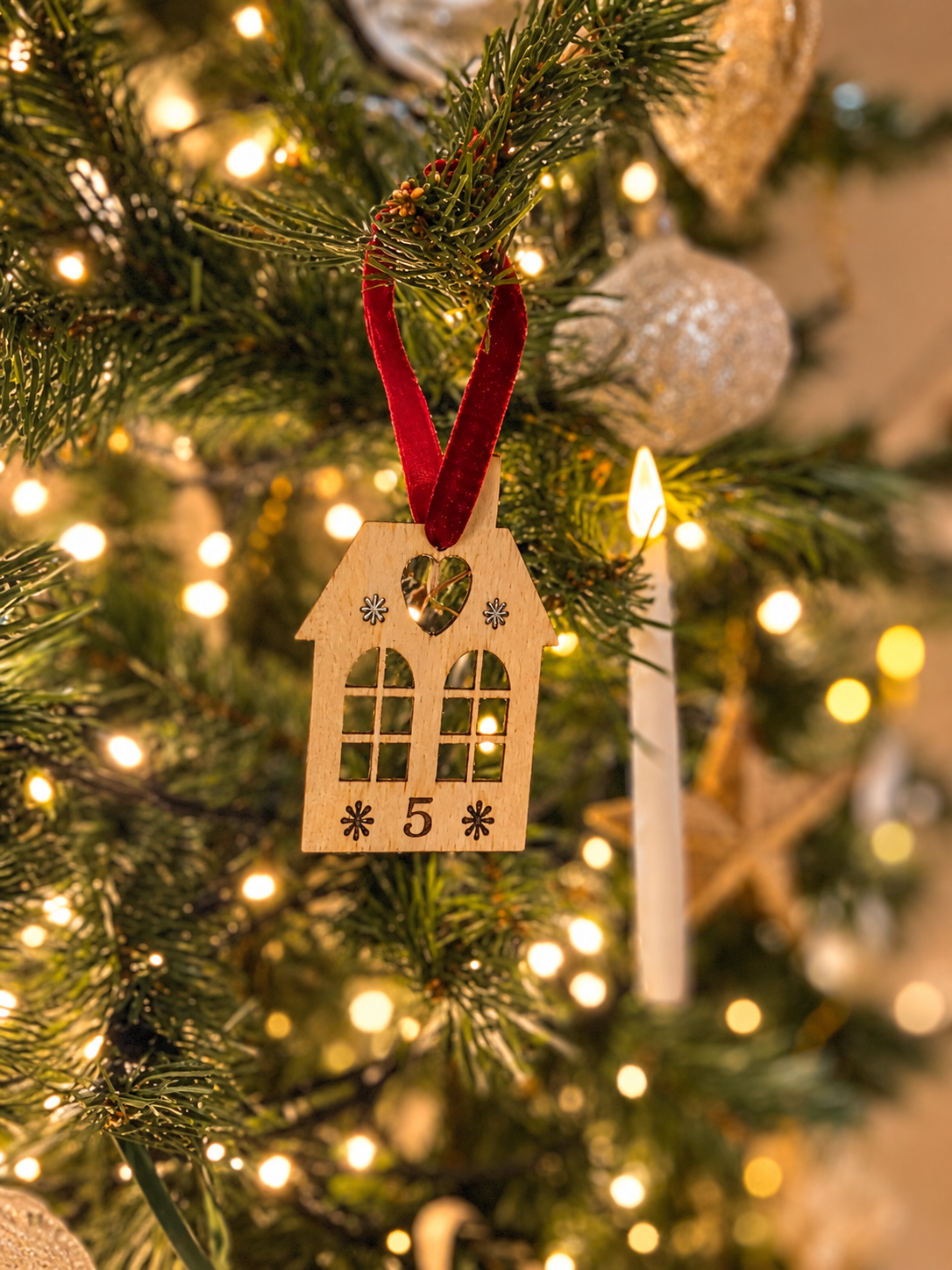 Personalised Wooden House Christmas Tree Decoration