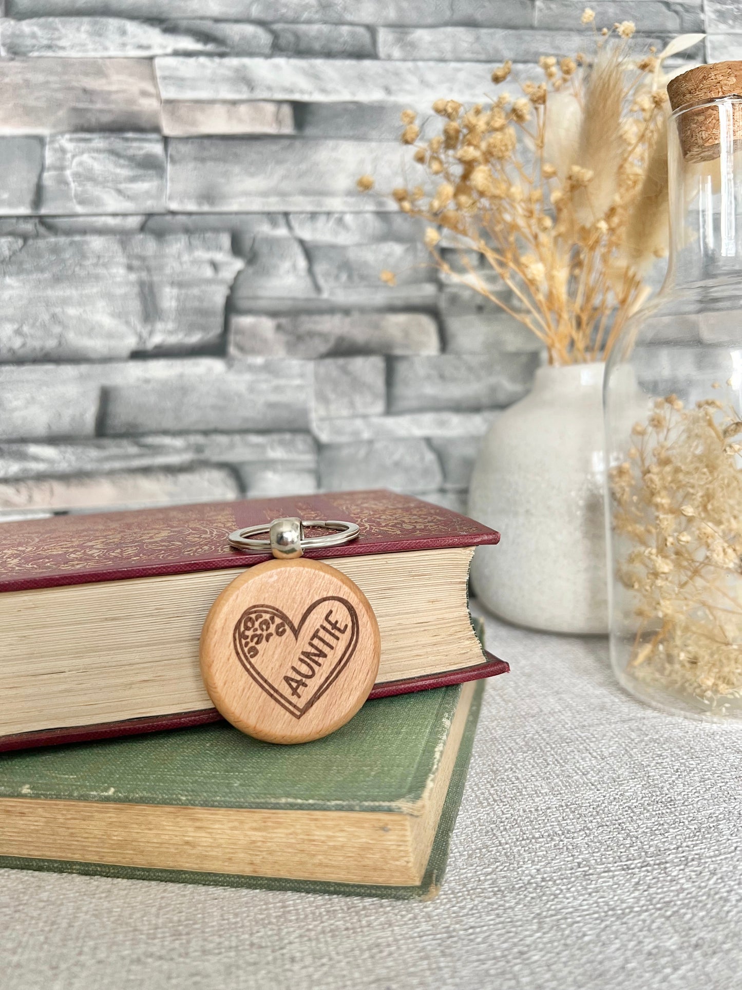 Auntie heart engraved keyring