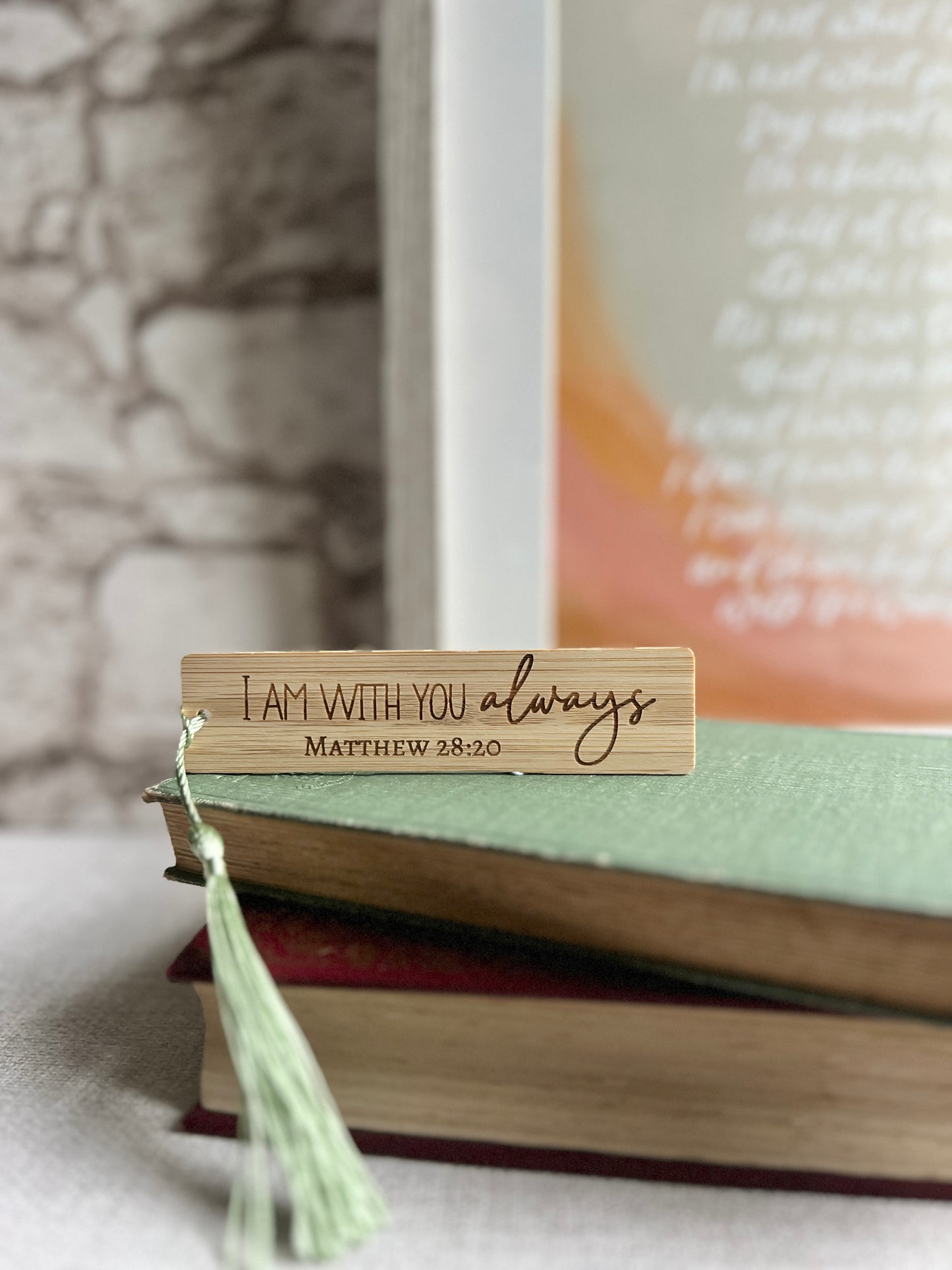 I am with you always wooden engraved bookmark