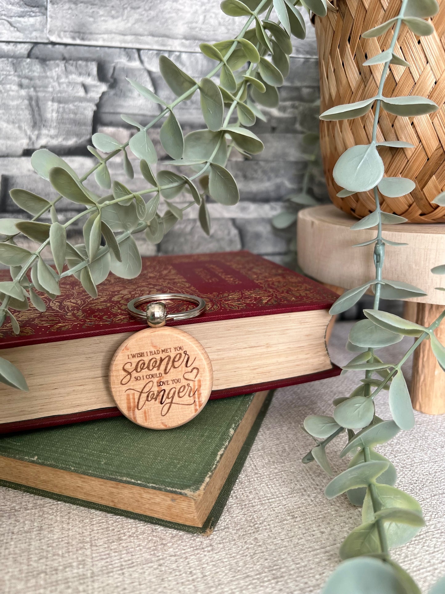 I wish I had met you sooner engraved keyring