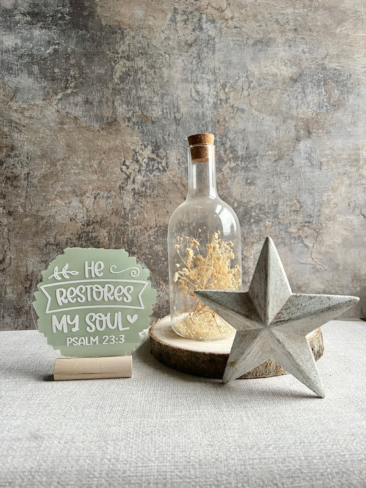 He restores my soul acrylic plaque