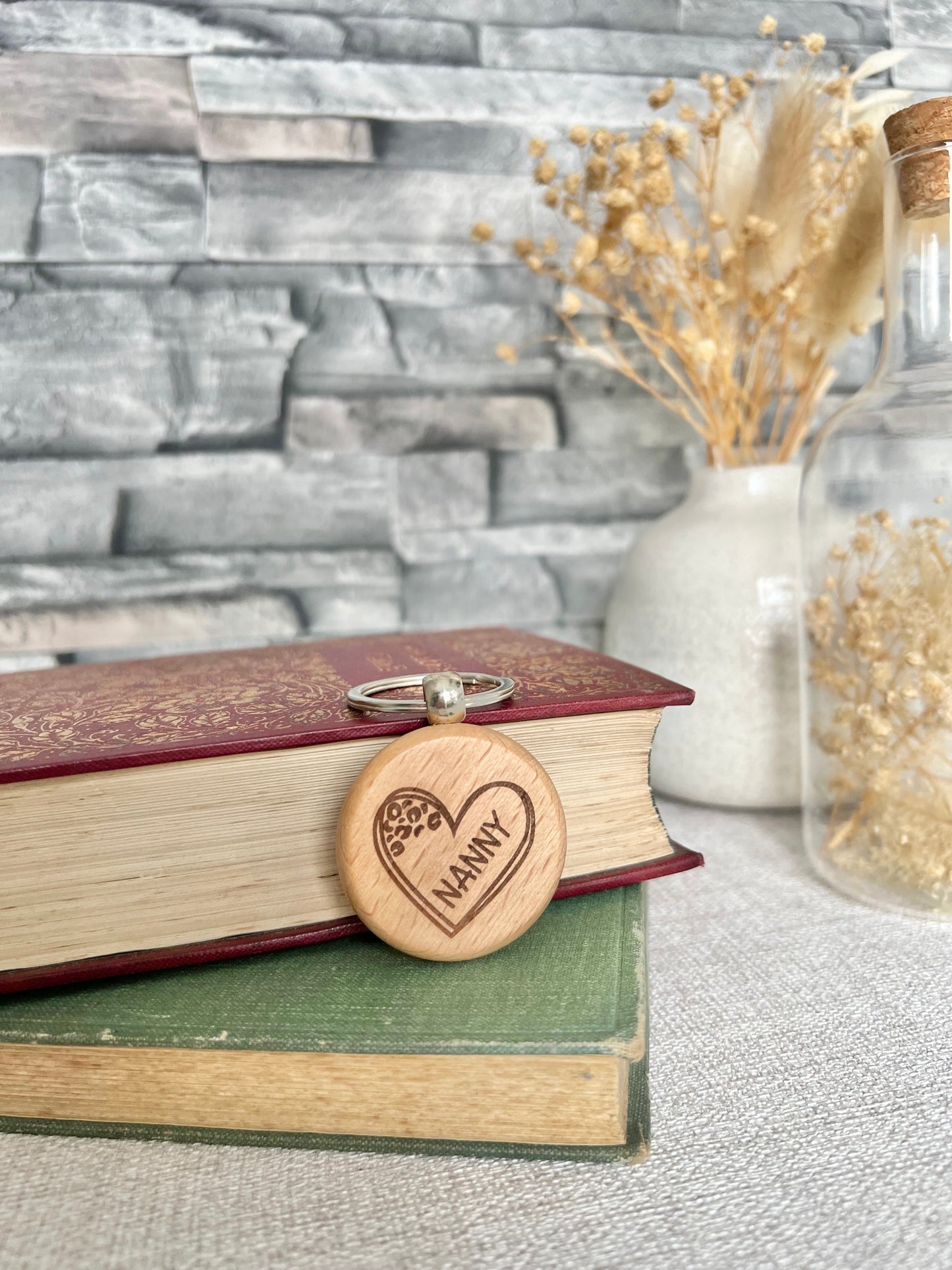 Nanny heart engraved keyring