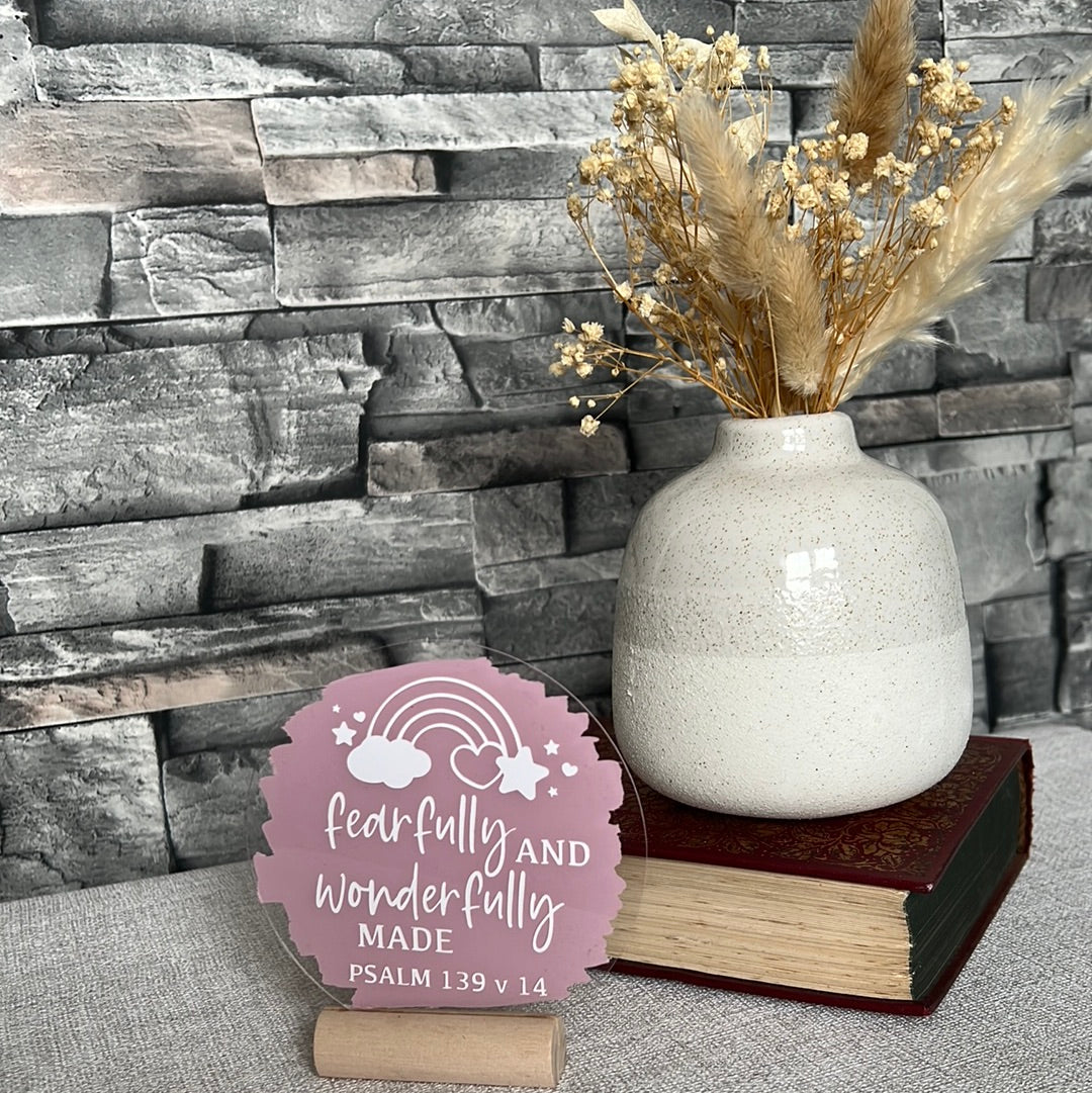 Fearfully & wonderfully made rainbow acrylic plaque