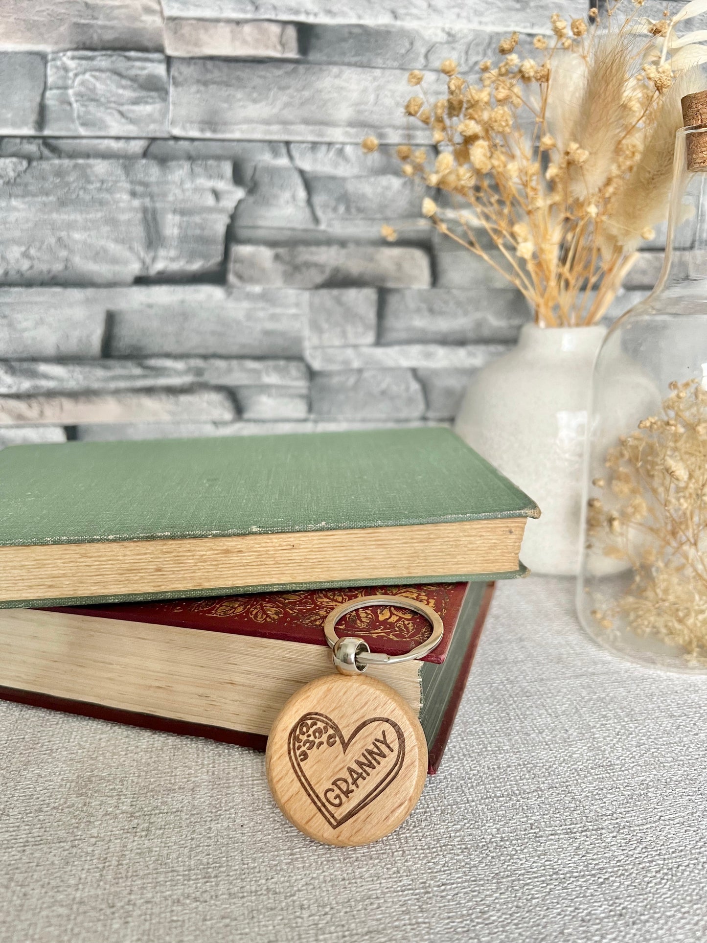 Granny heart engraved keyring