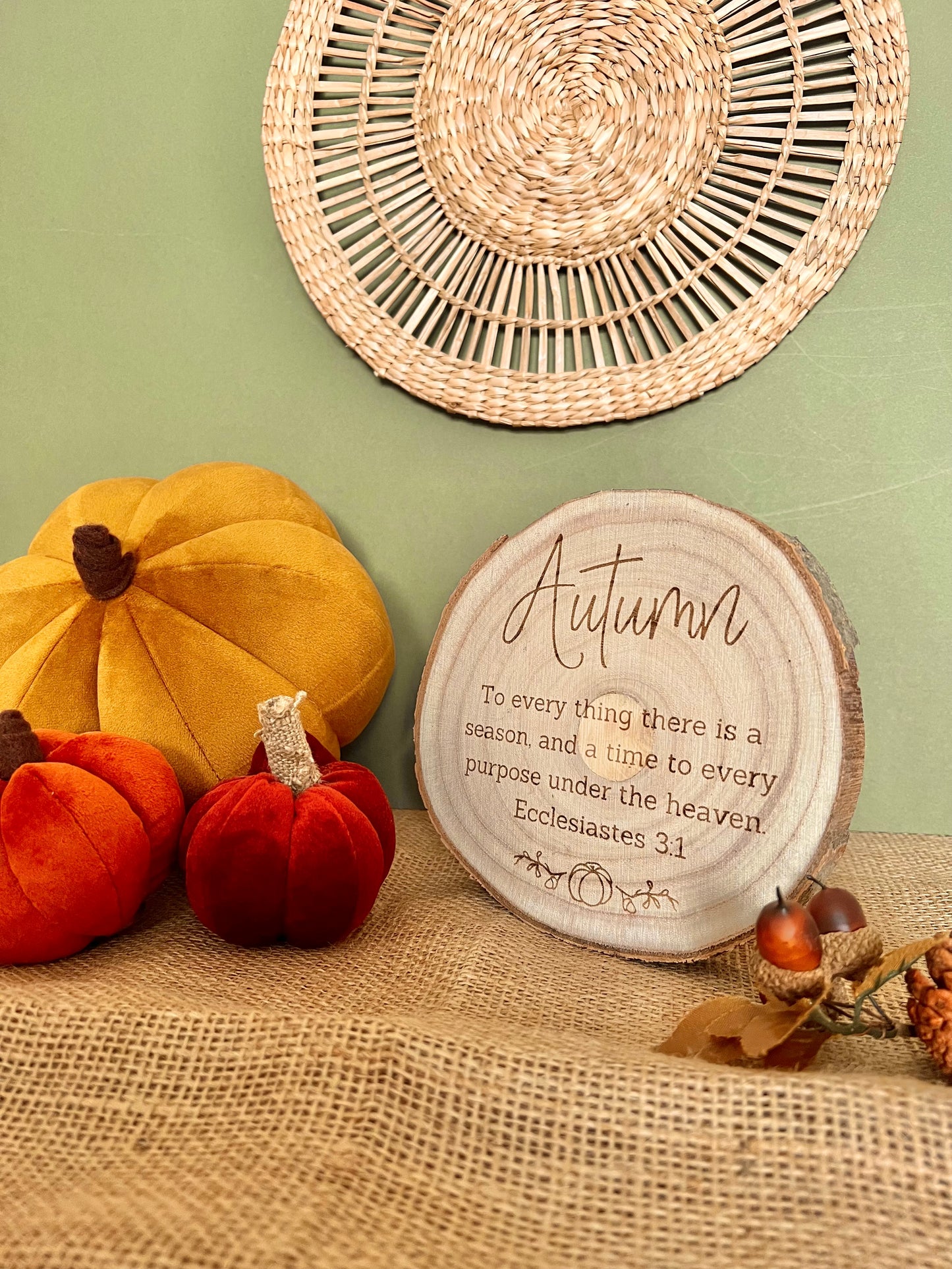 Autumn - to every thing there is a season engraved wooden plaque