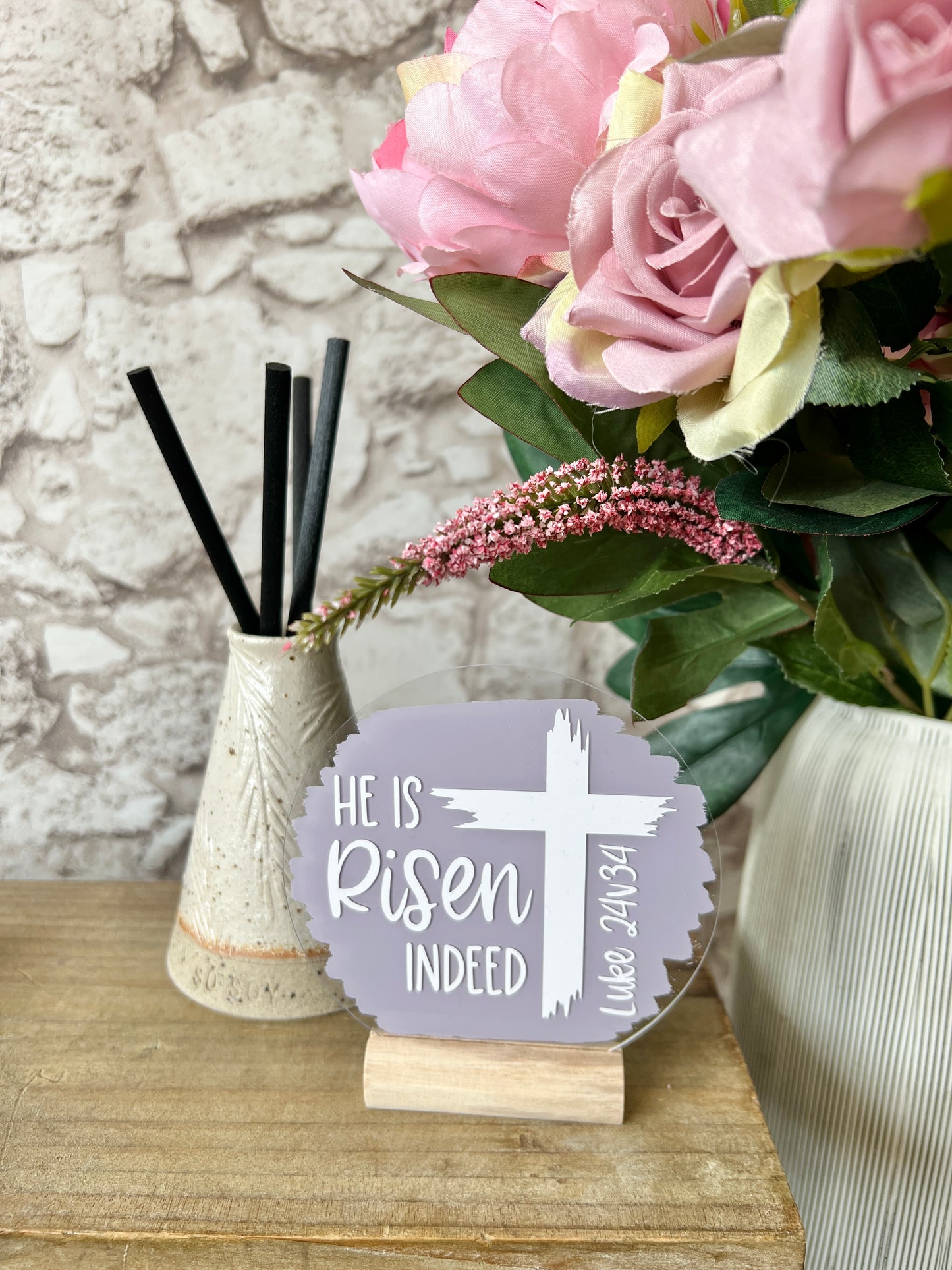 He is risen indeed acrylic plaque
