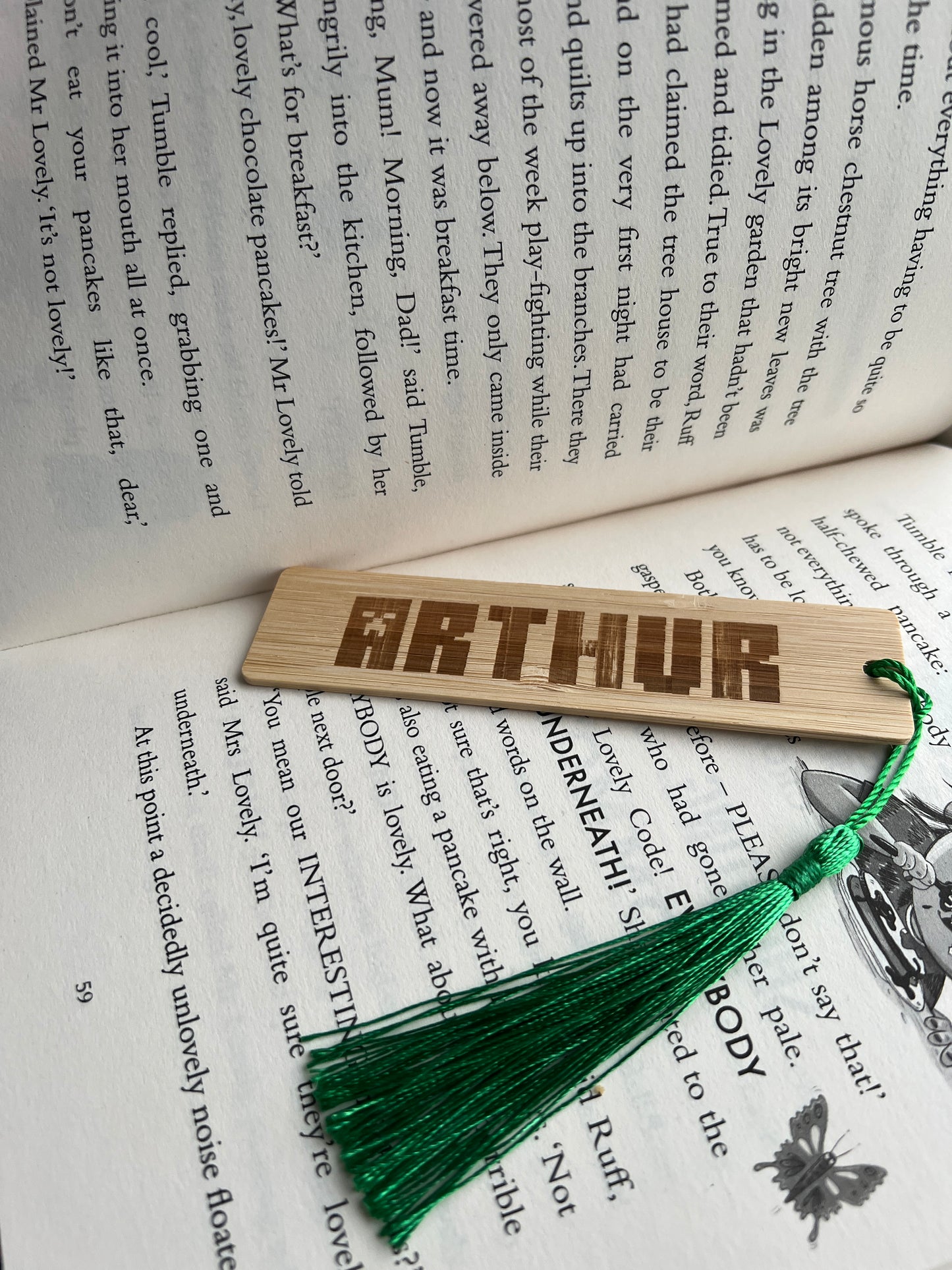 Minecraft personalised engraved wooden bookmark