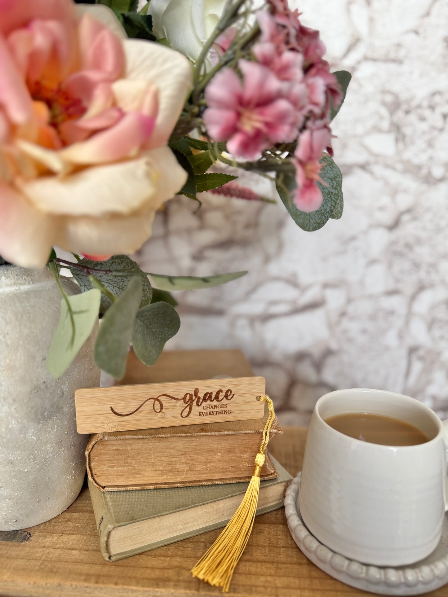 Grace changes everything wooden engraved bookmark