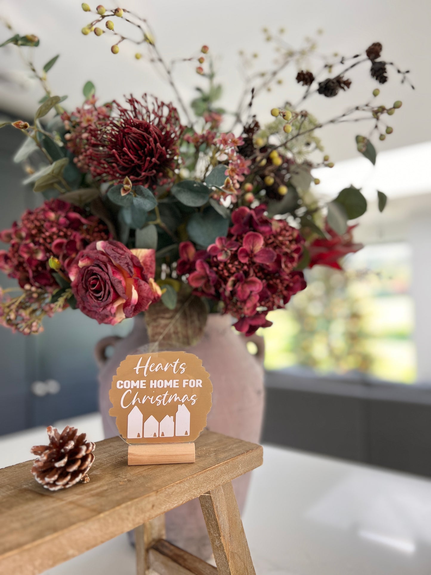 Hearts come home for Christmas acrylic plaque