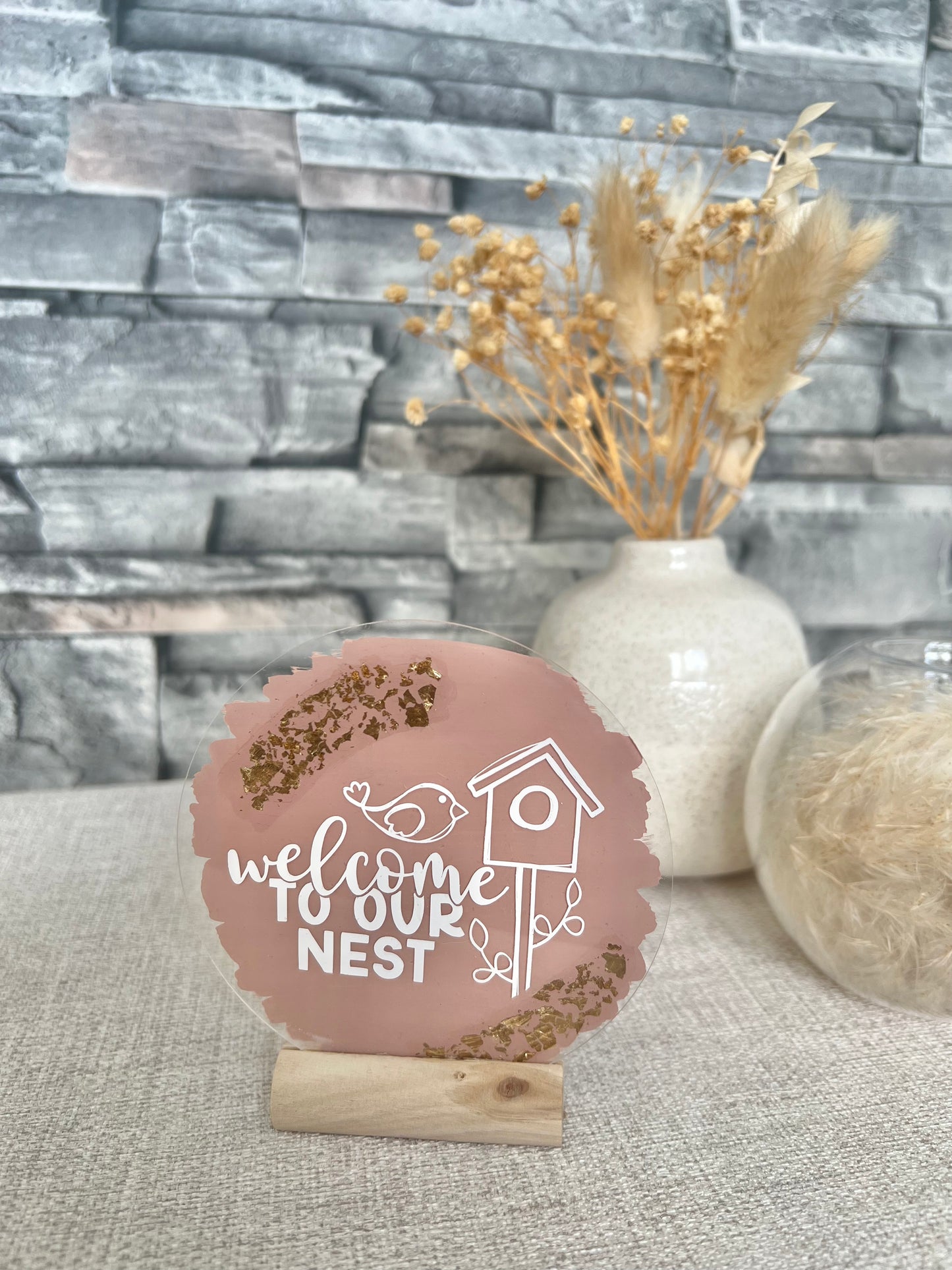 Welcome to our nest acrylic plaque