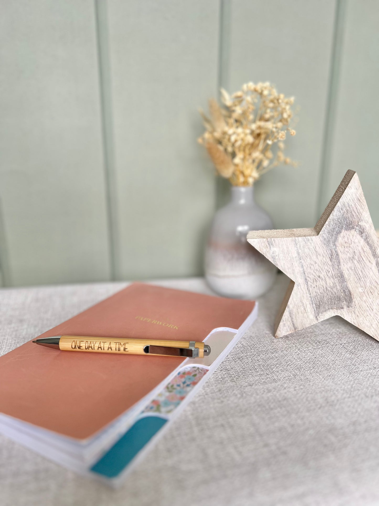 One day at a time engraved pen