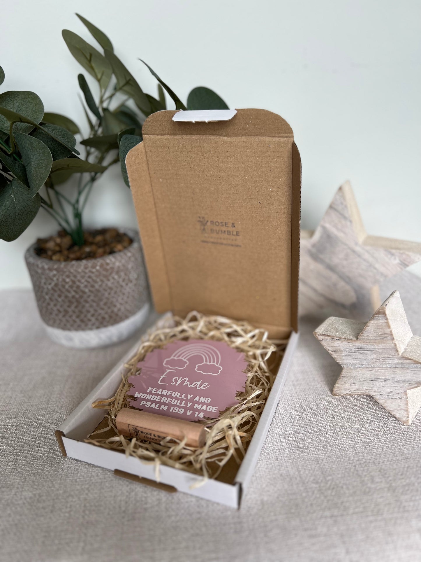 Personalised “Fearfully & wonderfully made” rainbow acrylic plaque