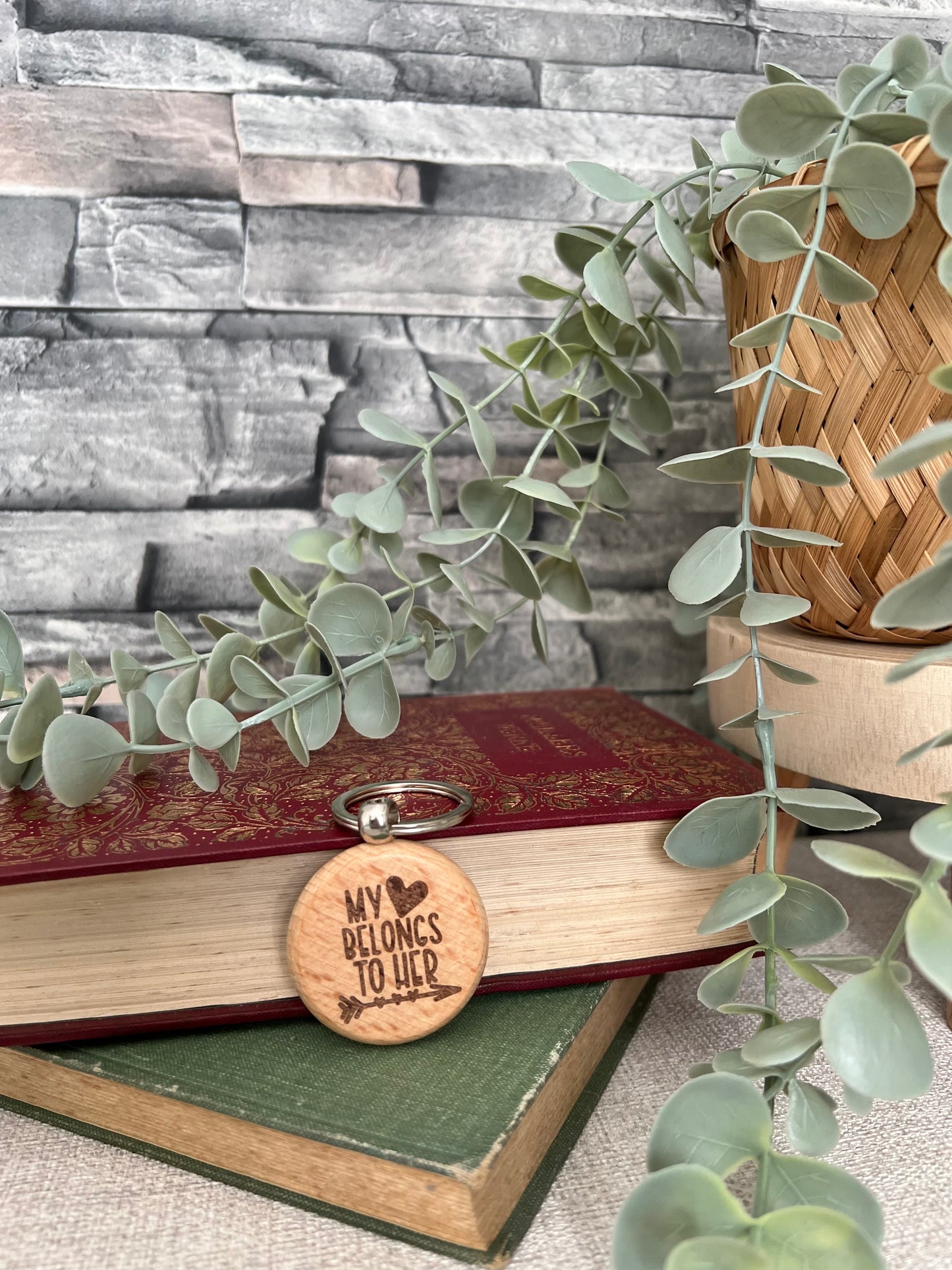 My heart belongs to her engraved keyring