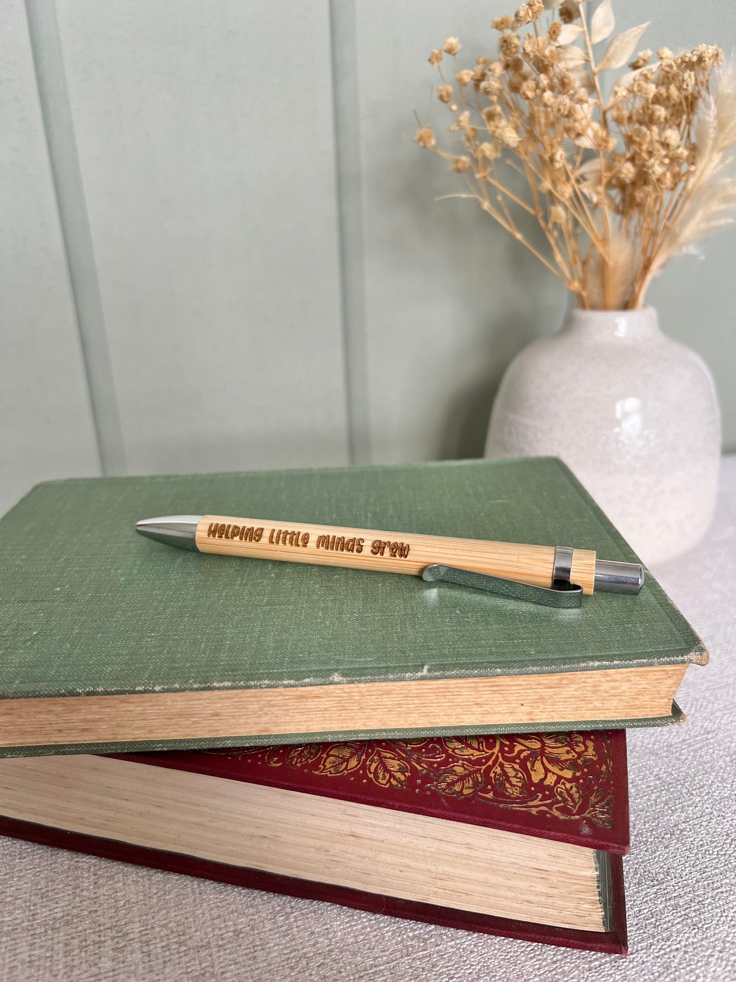 Helping little minds grow engraved bamboo pen