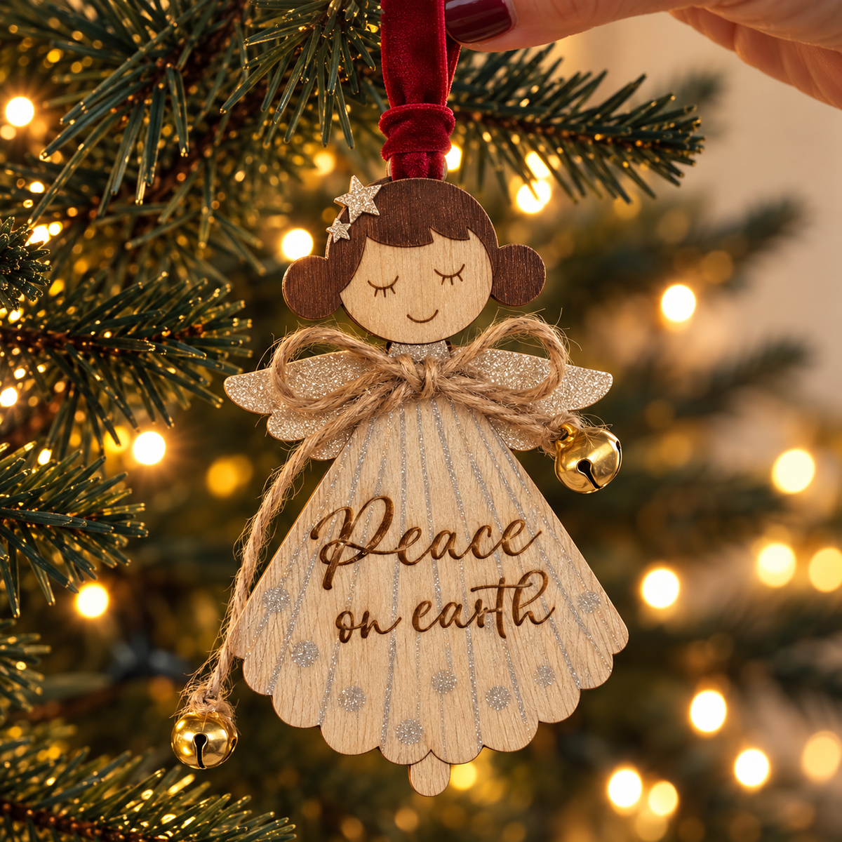 Wooden Angel Christmas Tree Decoration – Choice of 4 Designs