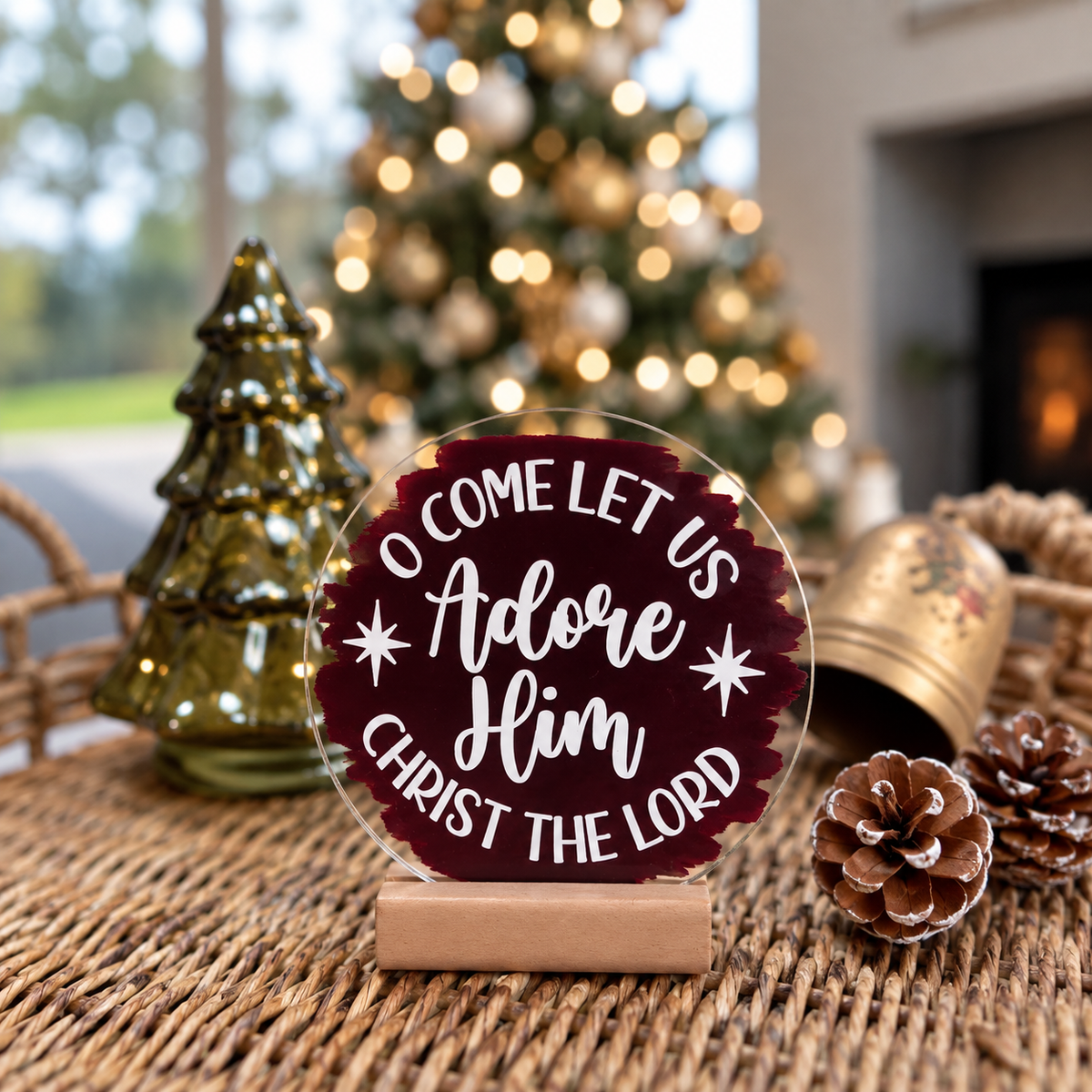 O Come Let Us Adore Him Christmas Acrylic Plaque
