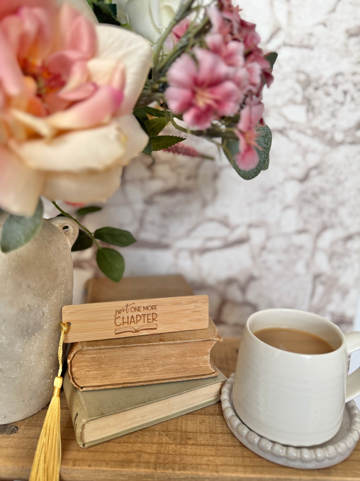 One more chapter wooden engraved bookmark