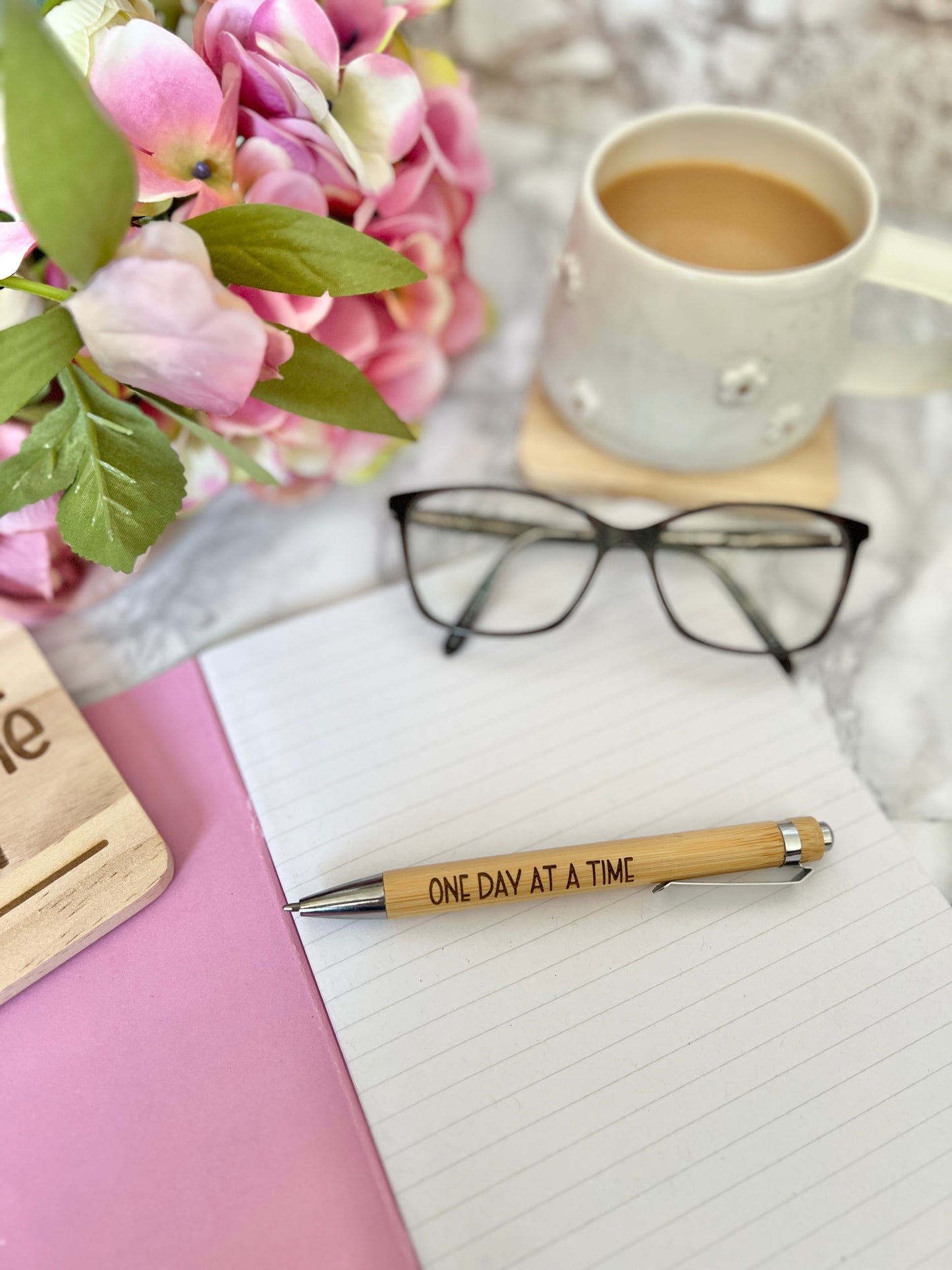 One day at a time engraved pen