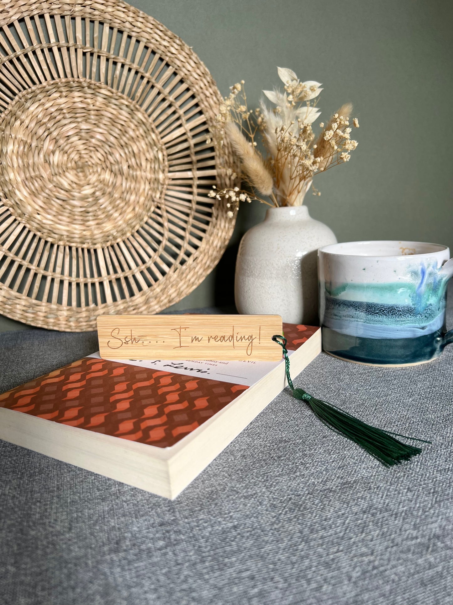 Ssh I'm reading wooden engraved bookmark