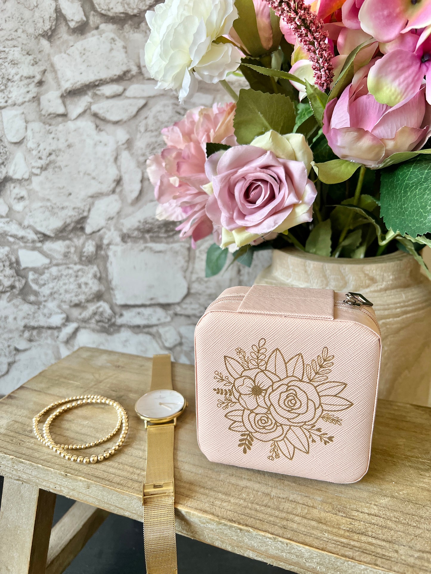 Floral jewellery box (pink)