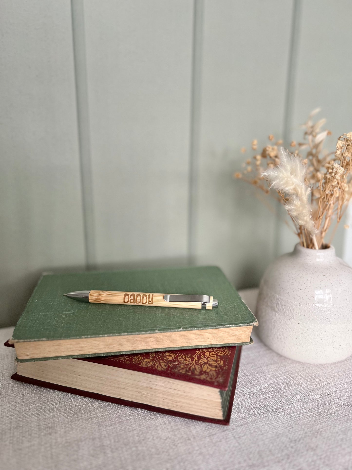 Daddy engraved bamboo pen