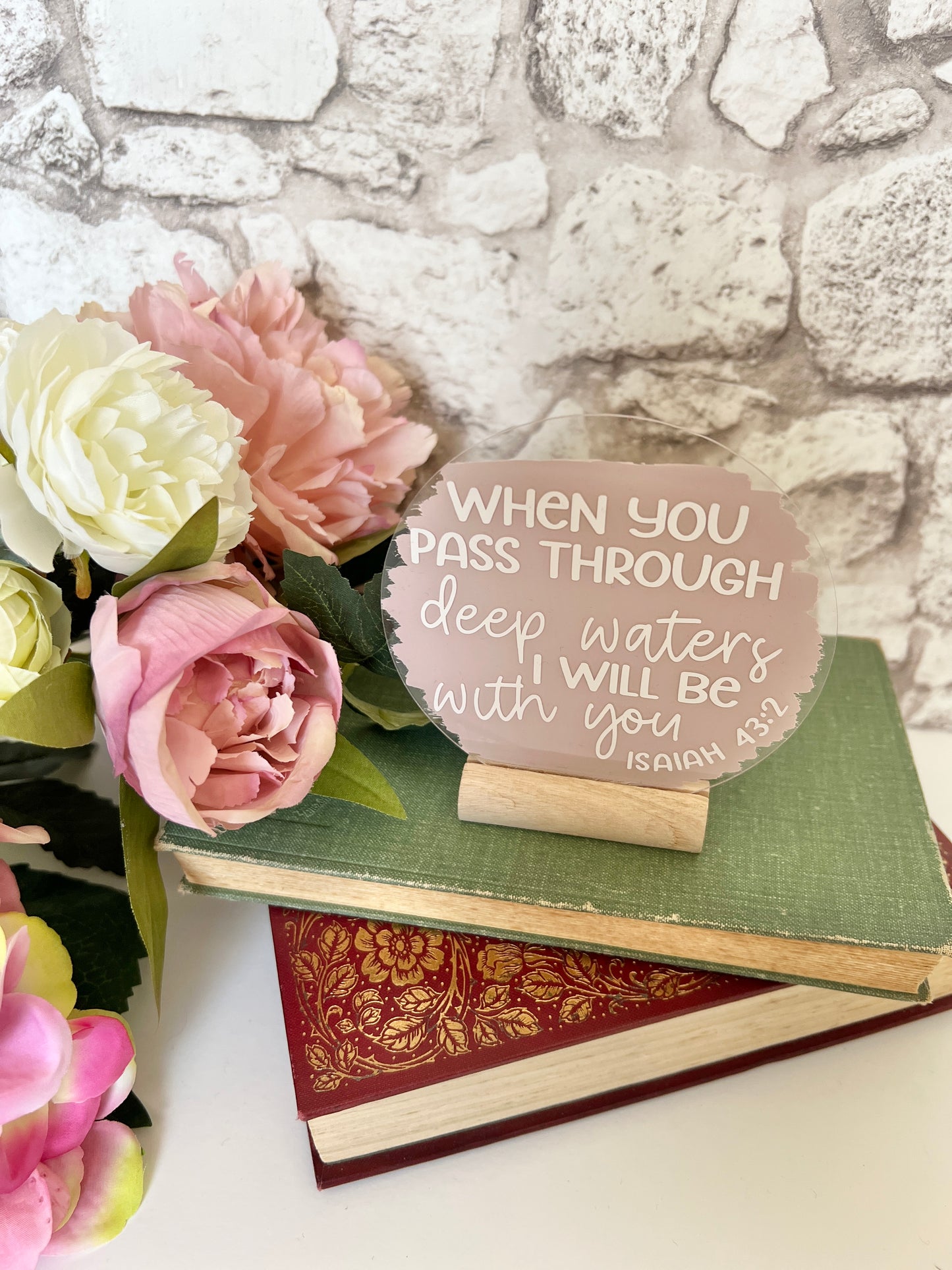 When you pass through deep waters acrylic plaque