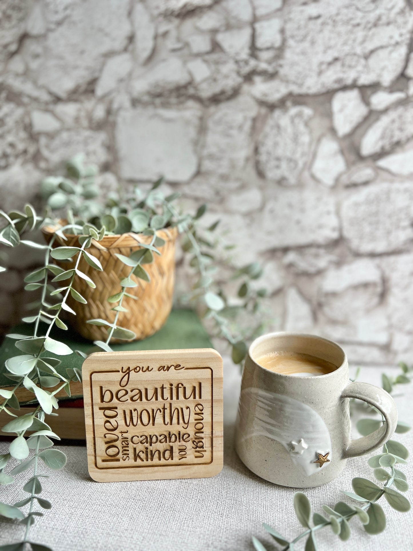 You are … engraved wooden coaster