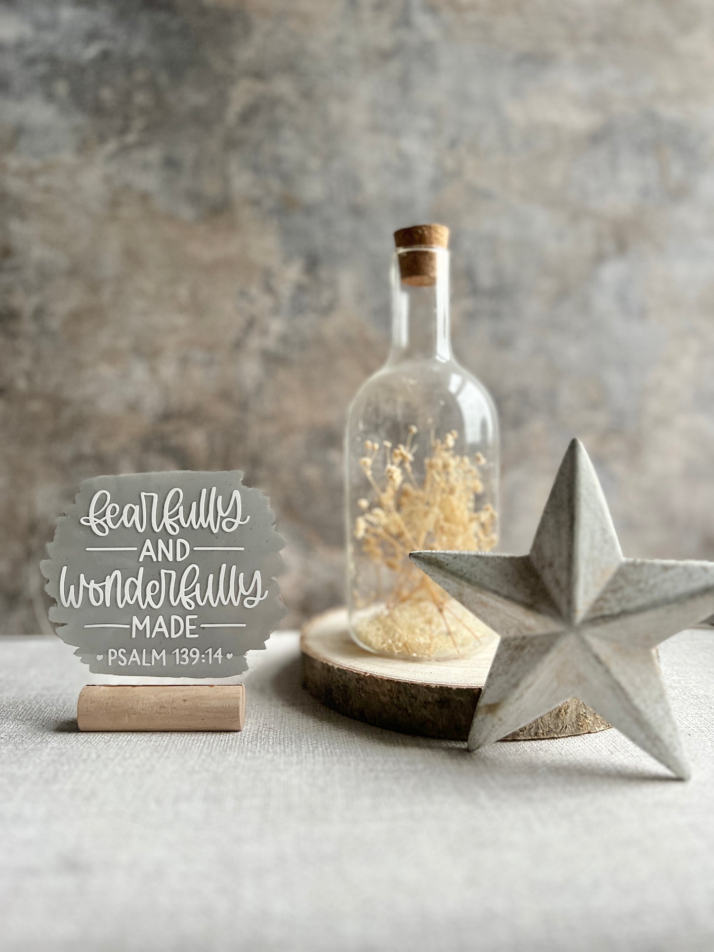 Fearfully and wonderfully made acrylic plaque