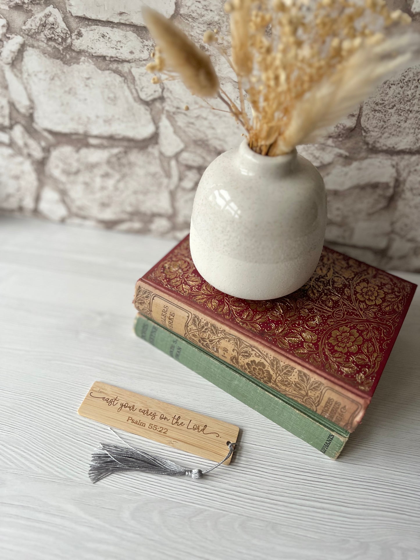 Cast all your cares on the Lord wooden engraved bookmark