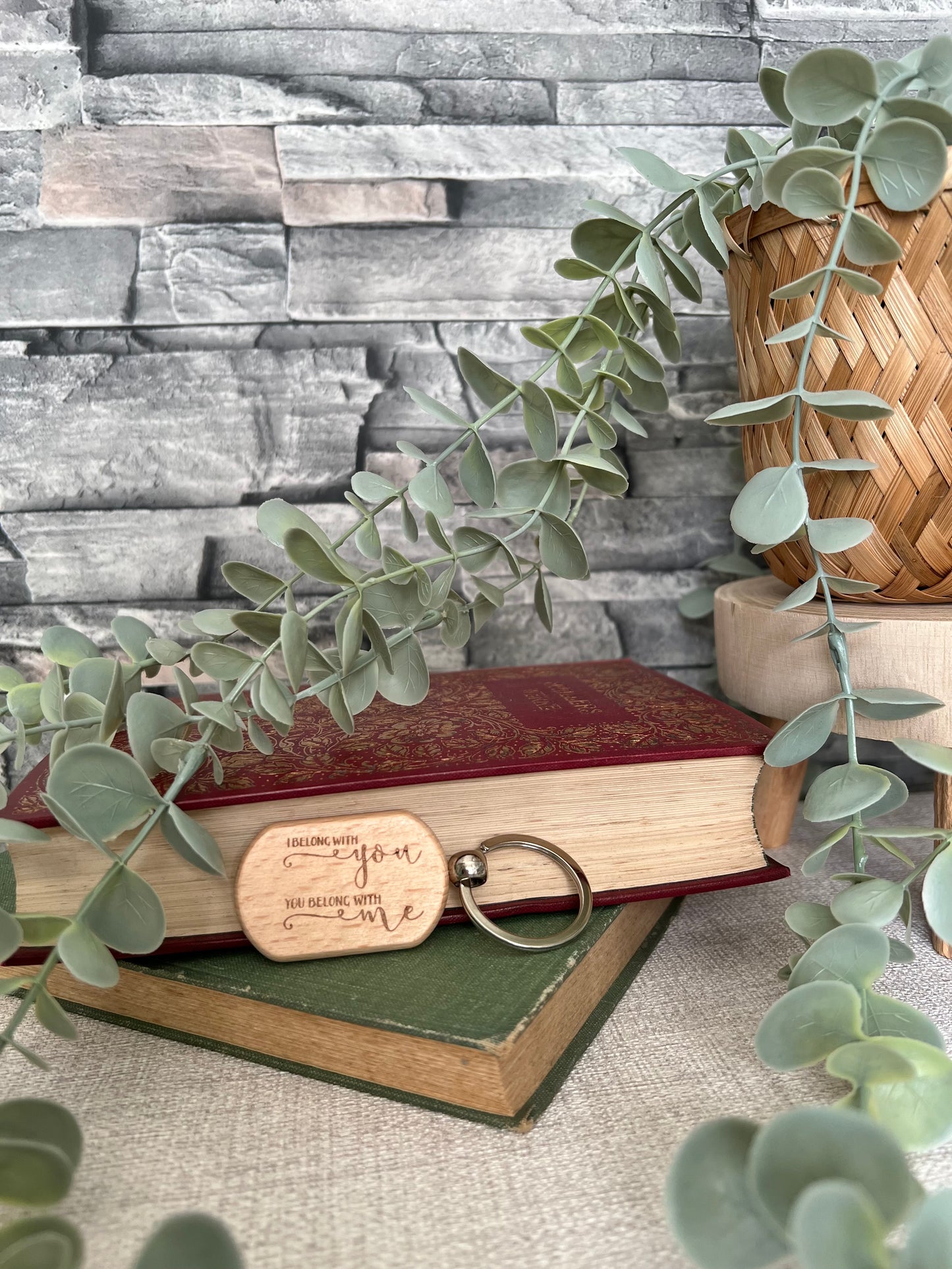 I belong with you engraved keyring