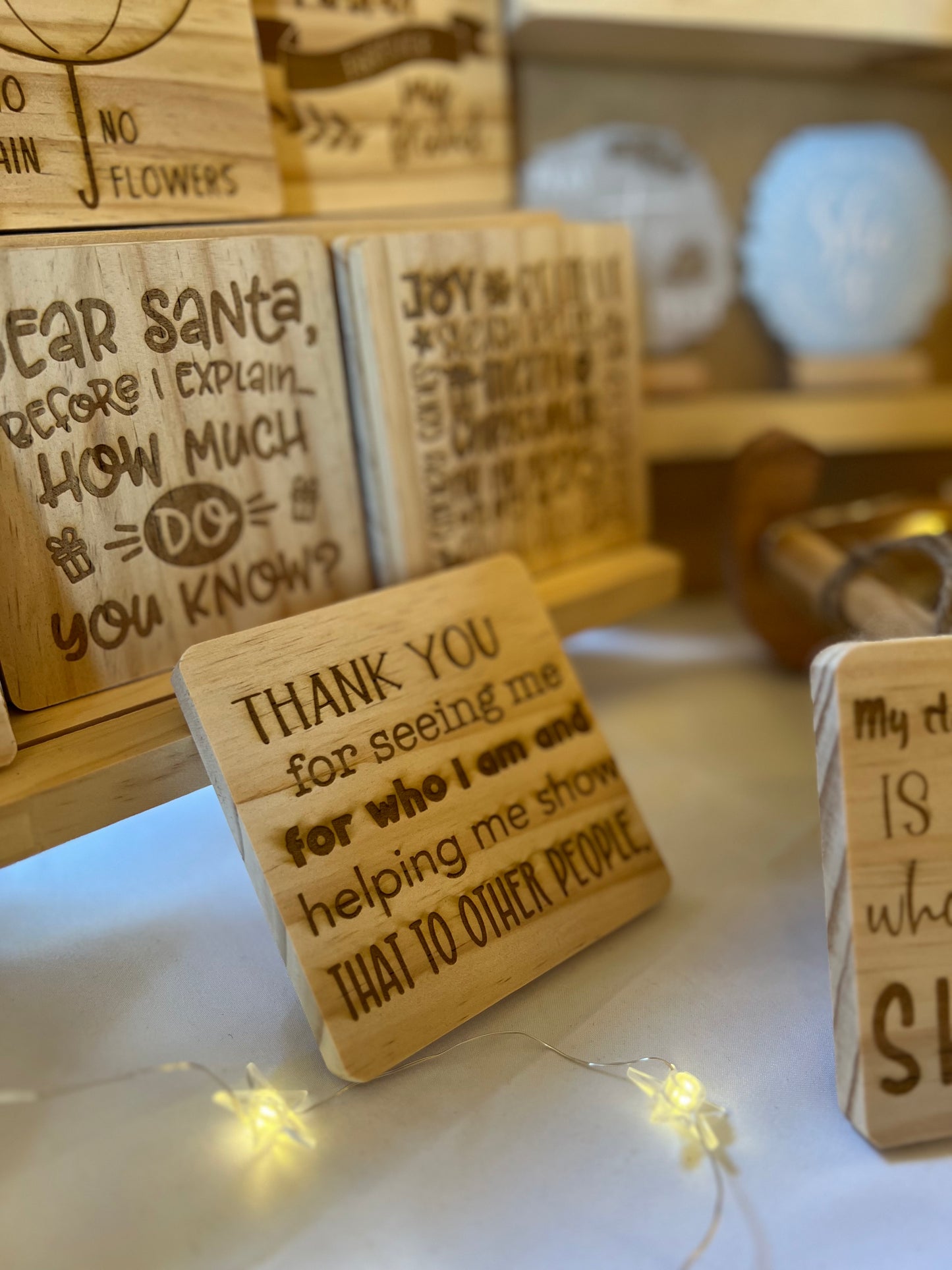 Thank you for seeing me engraved wooden coaster