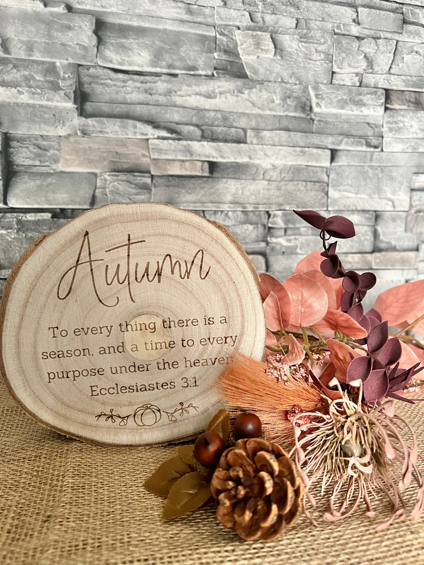 Autumn - to every thing there is a season engraved wooden plaque