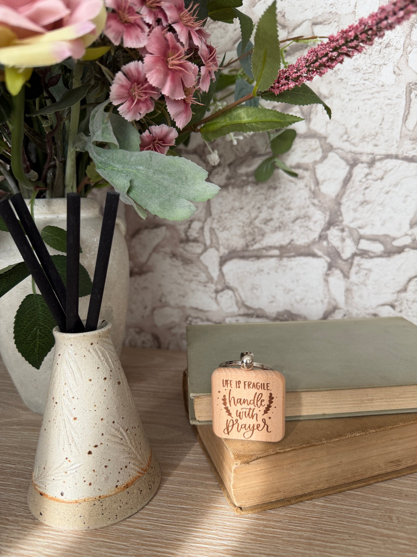 Life is fragile engraved keyring