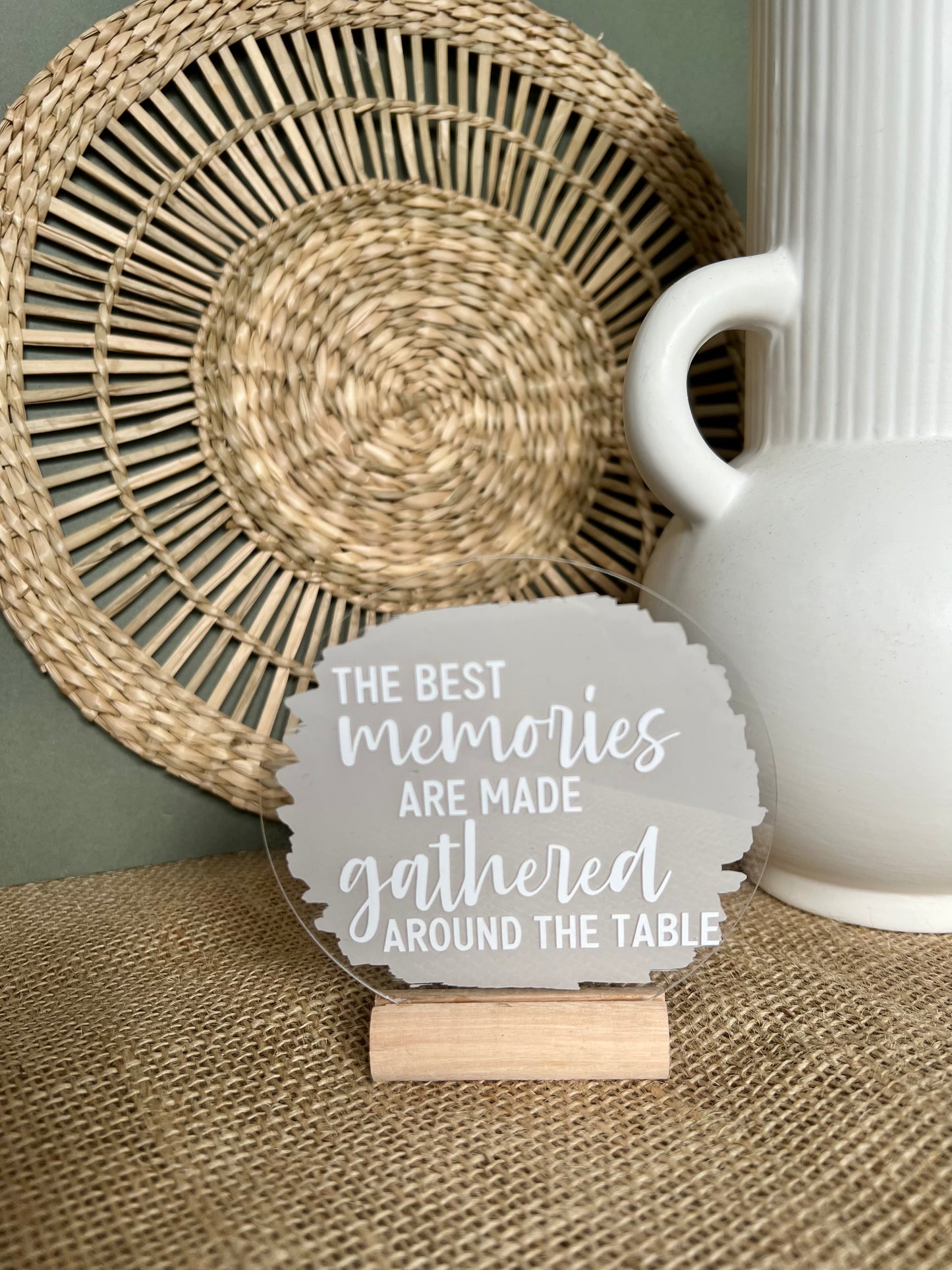 The best memories are made gathered around the table acrylic plaque