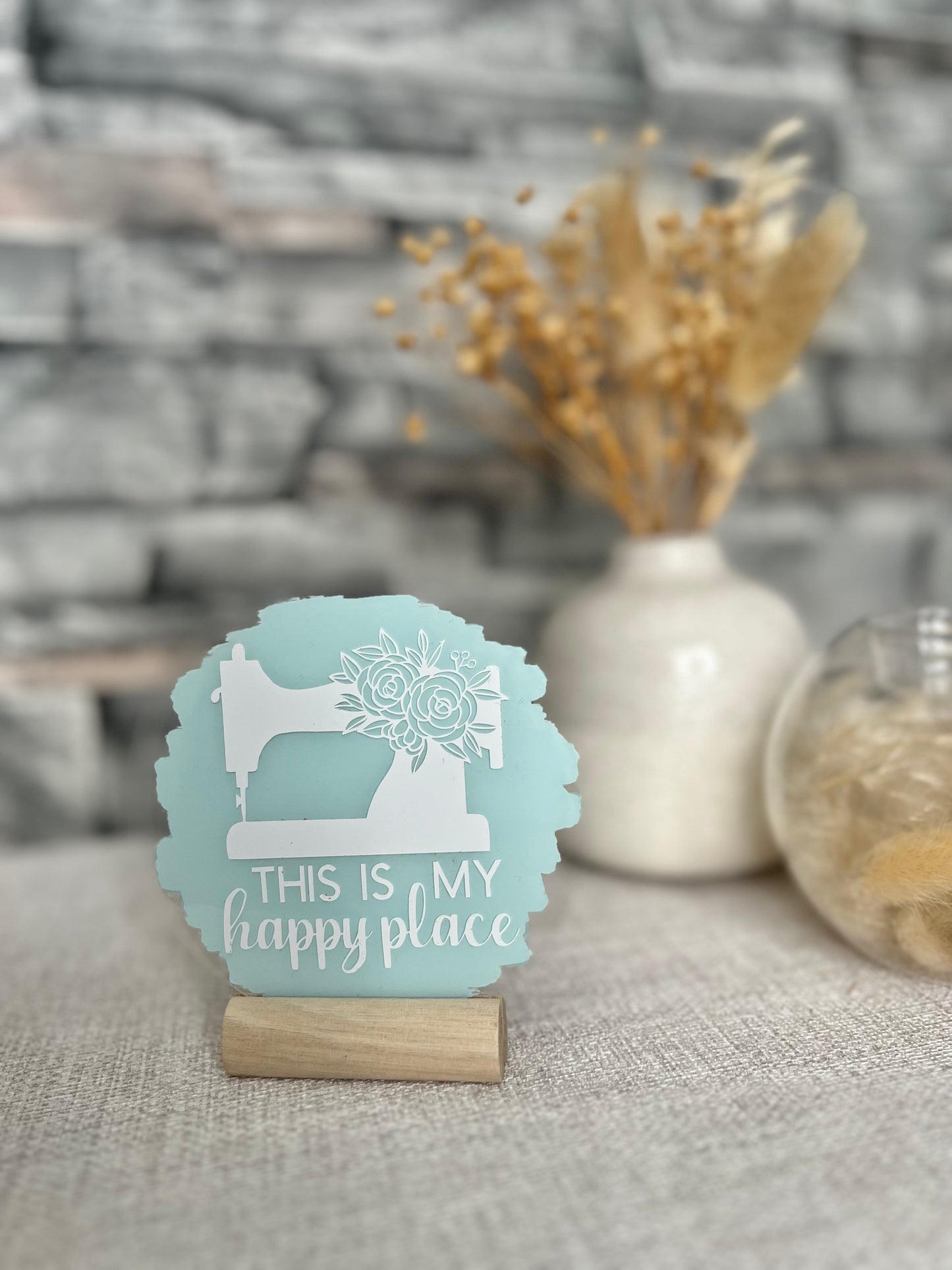 Sewing happy place acrylic plaque